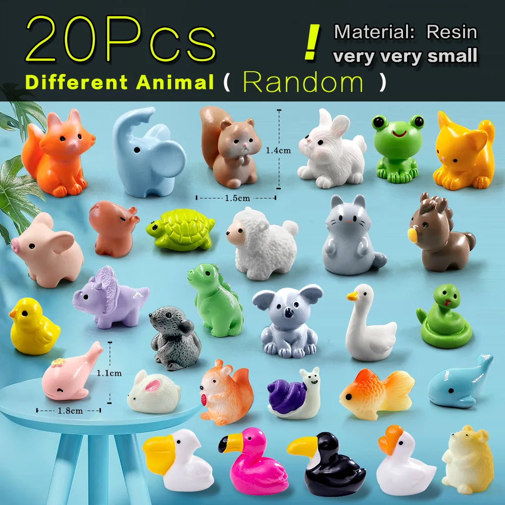 20Pcs Christmas Capybara Flamingo Toucan Pelican Fox Rabbit Pig Cat Frog Figurine Miniature Fairy Garden Decoration Accessories