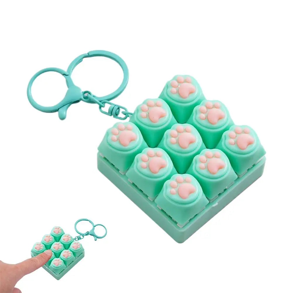 Keyboard Key Fidget Keychain Decompression DIY Keycaps Cat Paw Button Keycap Clicker Toy Relaxing Sensory Play