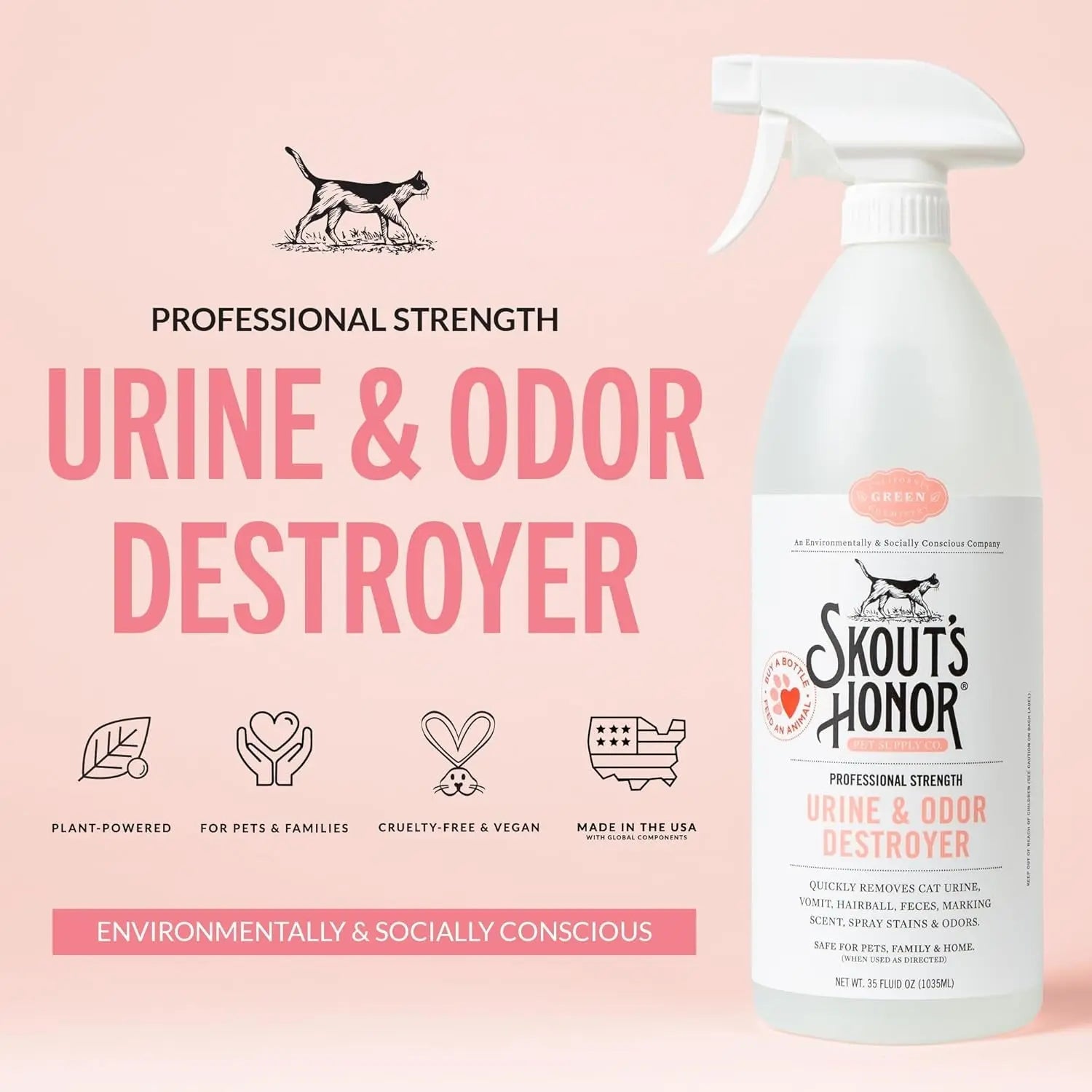 Skout's Honor Cat Urine & Odor Destroyer 35oz Carpet Cleaner Pro Strength