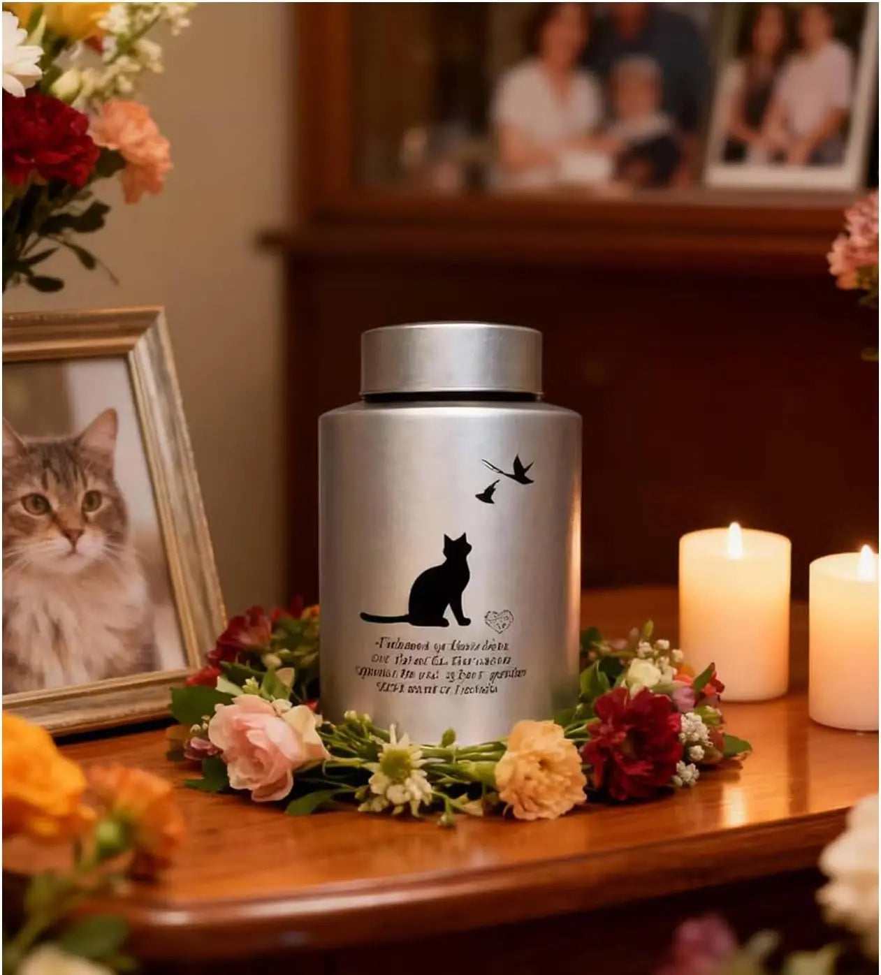 Stainless Steel Pet Memorial Urn for Cats & Small Dogs with Secure Lid Keepsake