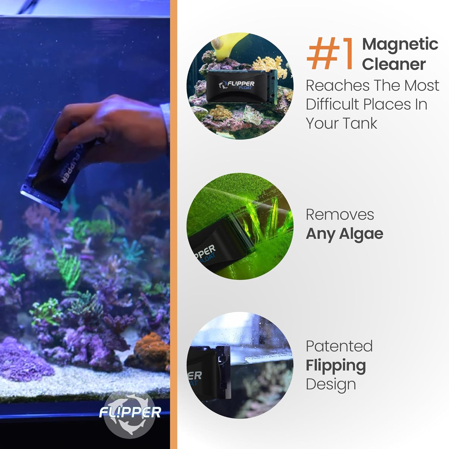 Flipper FLOAT 2 in 1 Magnetic Aquarium Algae Cleaner (Standard)