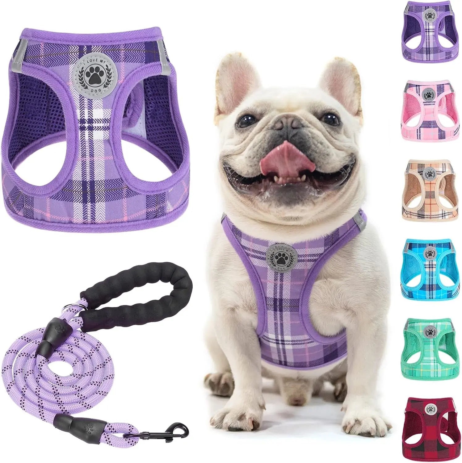 Step-In Dog Harness & Leash Set in Various Patterns – Reflective No Pull (XS- XL)