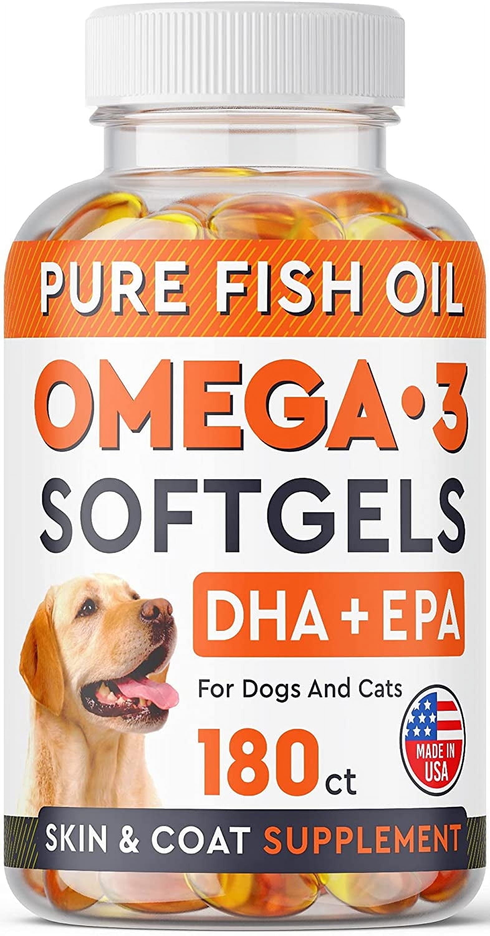 Strellalab Premium Pills With Omega 3 & Fish Oil For Dogs (180 Ct) - No Fishy Smell Softgels - Epa + Dha Fatty Acids Reduce Shed