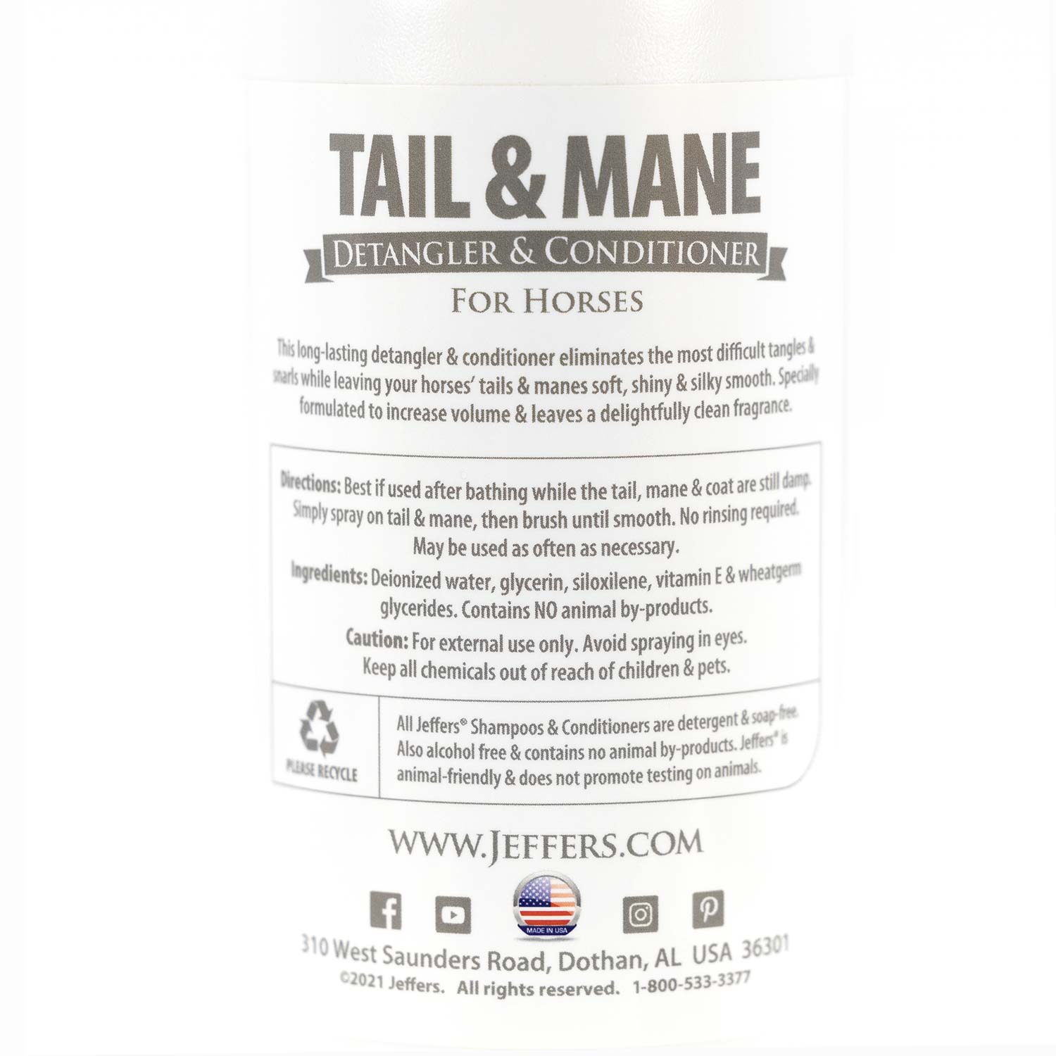 Jeffers Equine Tail & Mane Detangler and Conditioner for Horses