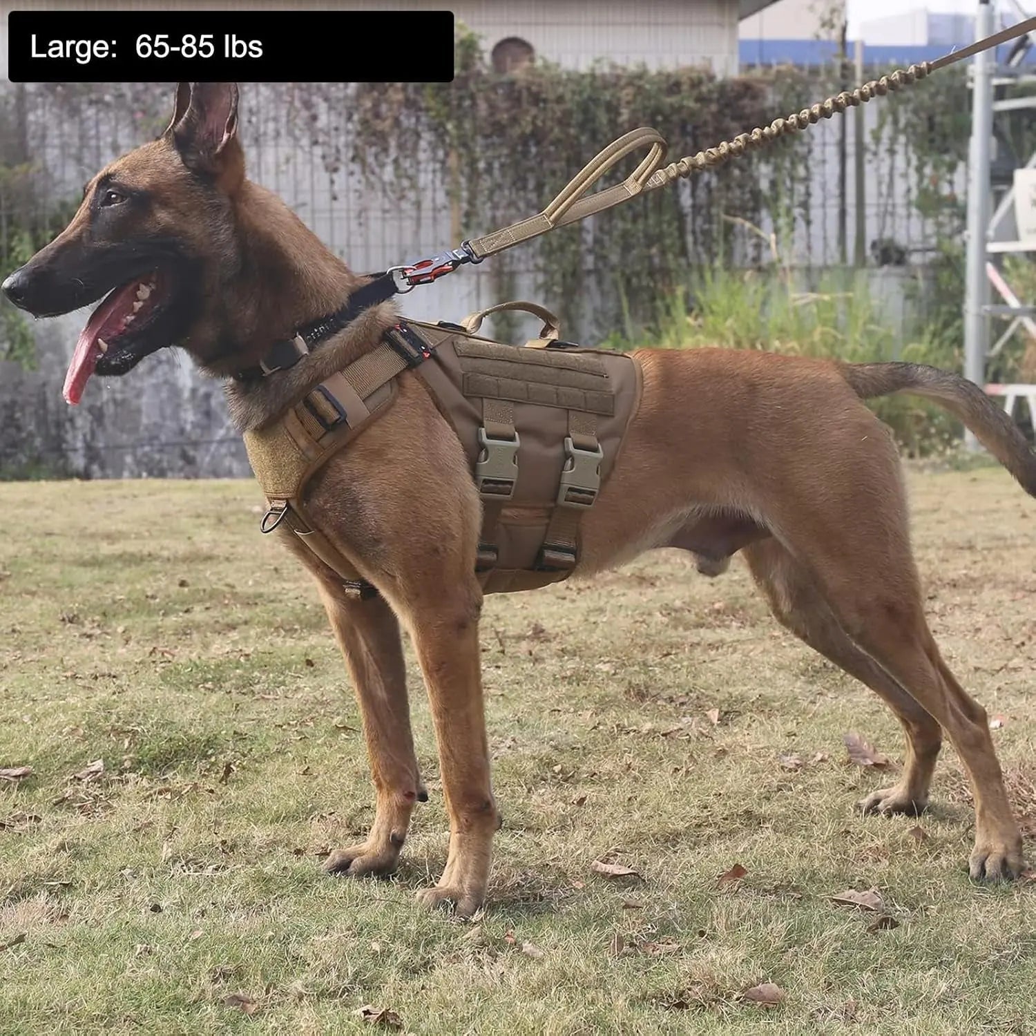 Tactical Dog Harness 6 Buckle No Pull MOLLE Vest Adjustable 3/4 Coverage