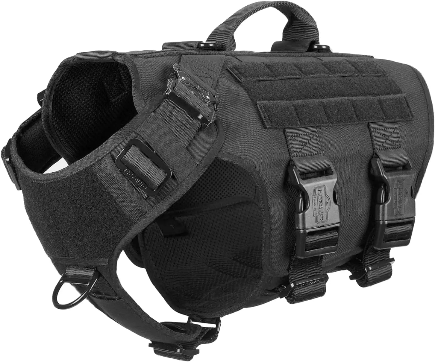 Tactical Dog Harness 6 Buckle No Pull MOLLE Vest Adjustable 3/4 Coverage