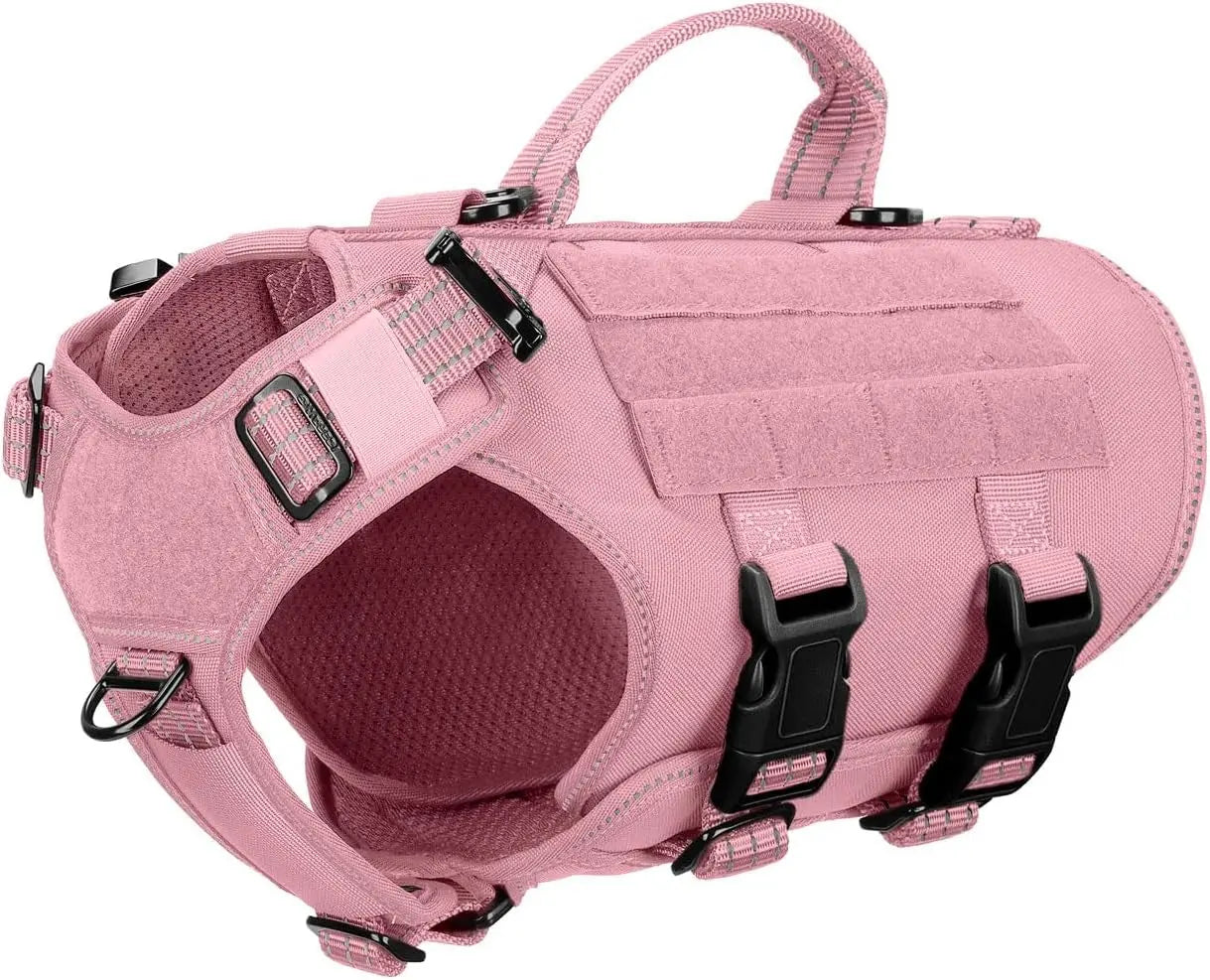 Tactical Dog Harness 6 Buckle No Pull MOLLE Vest Adjustable 3/4 Coverage