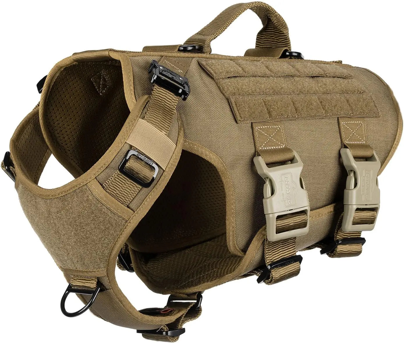 Tactical Dog Harness 6 Buckle No Pull MOLLE Vest Adjustable 3/4 Coverage