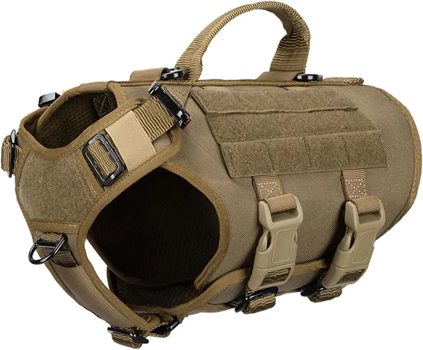 Tactical Dog Harness 6 Buckle No Pull MOLLE Vest Adjustable 3/4 Coverage