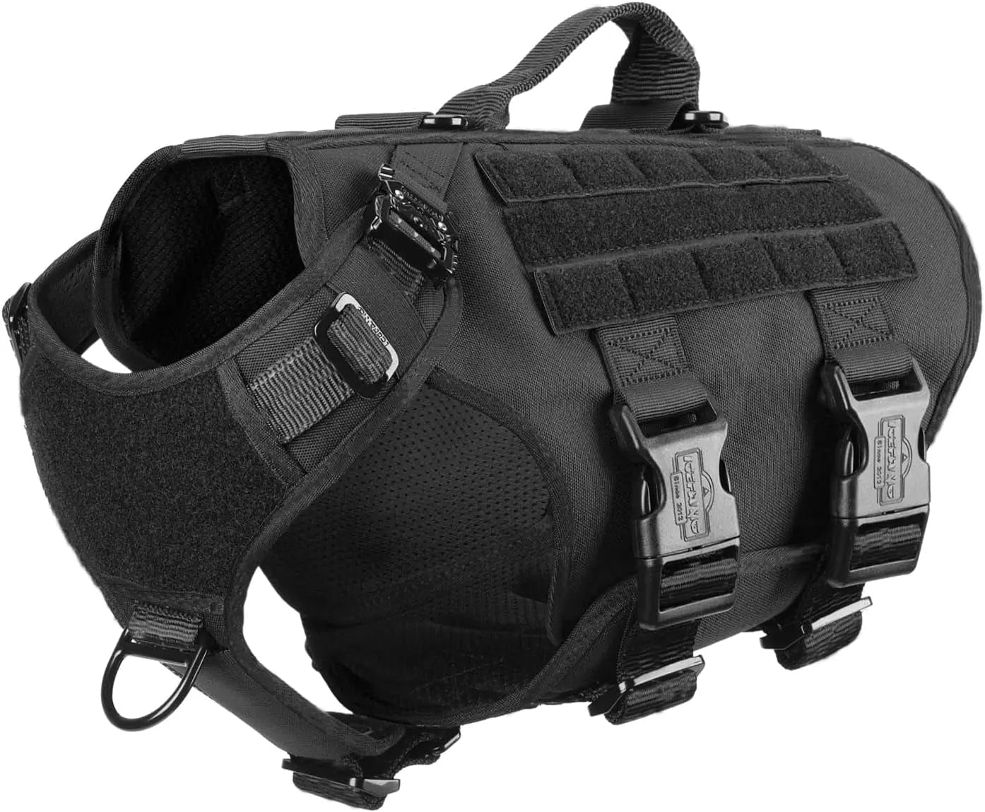 Tactical Dog Harness 6 Buckle No Pull MOLLE Vest Adjustable 3/4 Coverage
