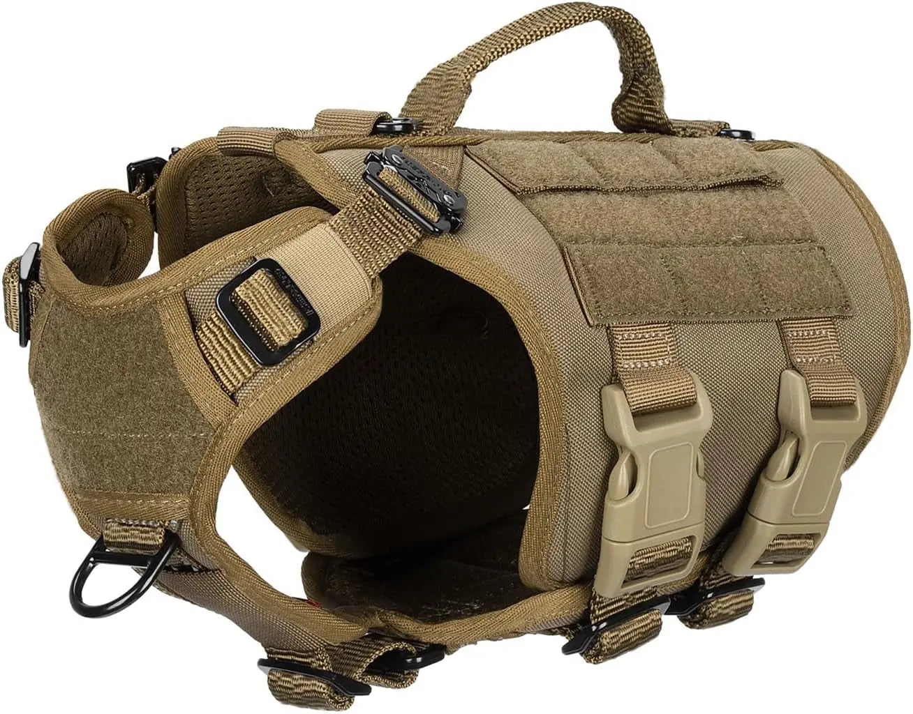 Tactical Dog Harness 6 Buckle No Pull MOLLE Vest Adjustable 3/4 Coverage