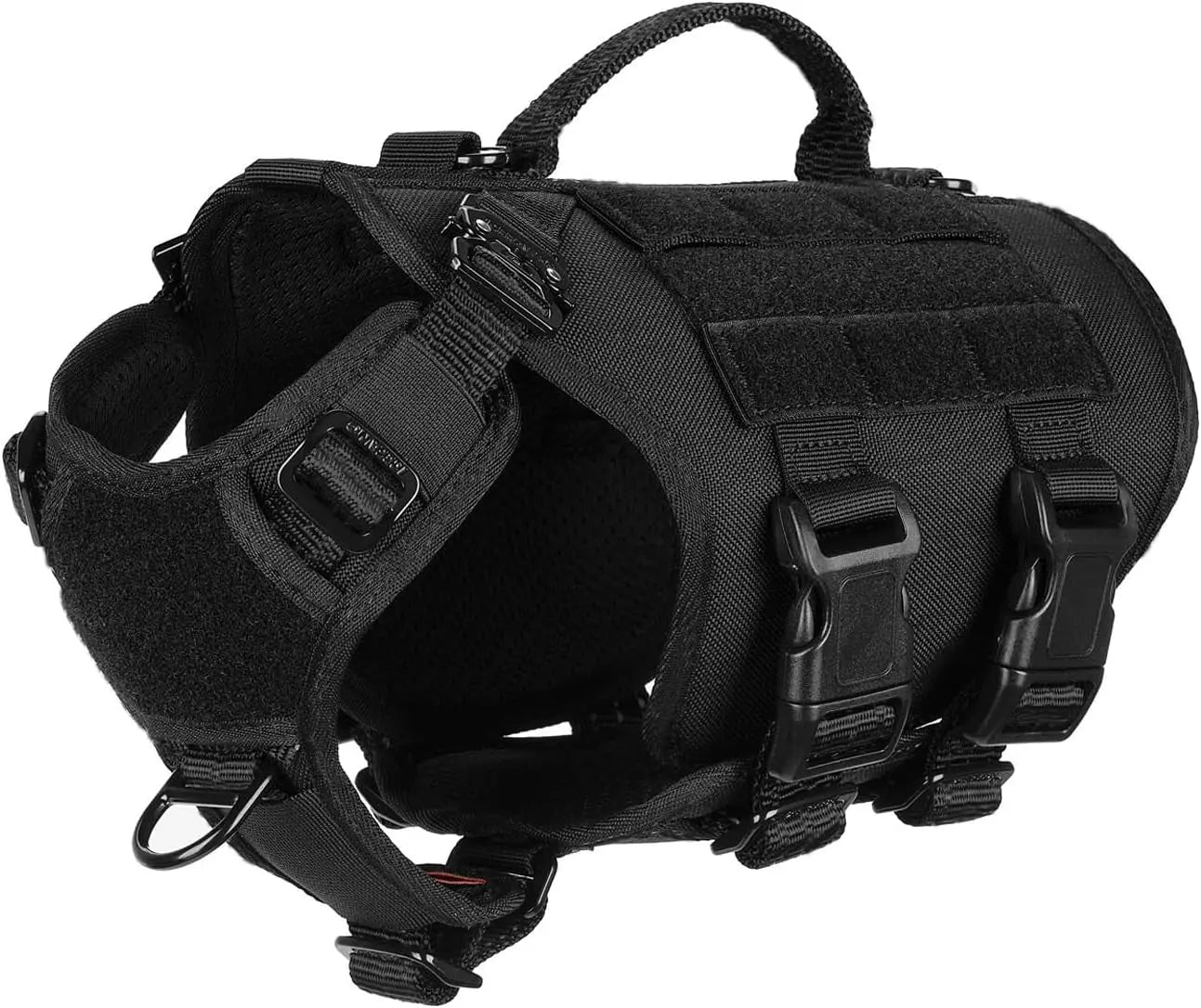 Tactical Dog Harness 6 Buckle No Pull MOLLE Vest Adjustable 3/4 Coverage