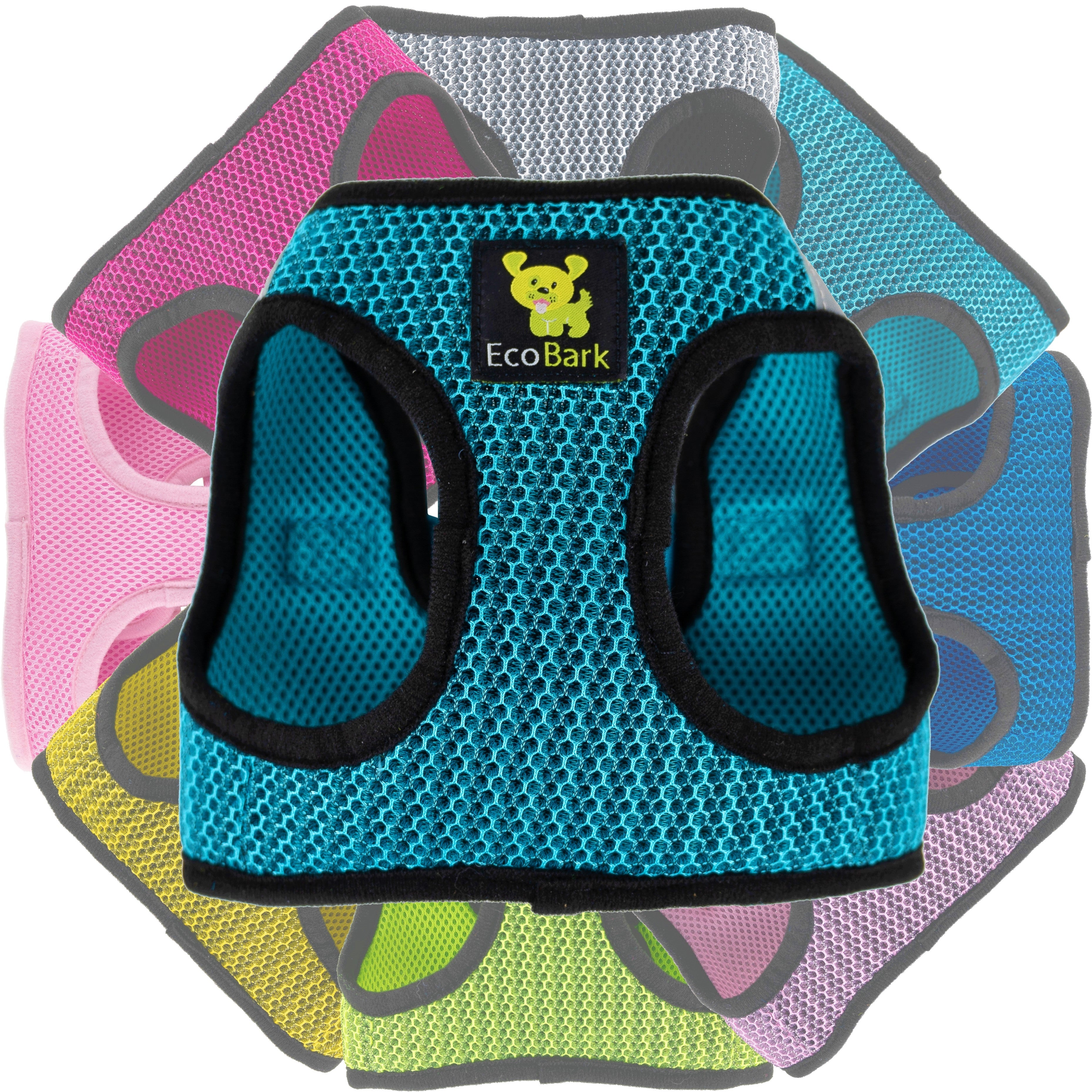 EcoBark Step In Dog Harness - Teacup & Small Breeds- Reflective Soft Mesh Harness for Teacup, Small Dogs and Puppies / Aqua Sport