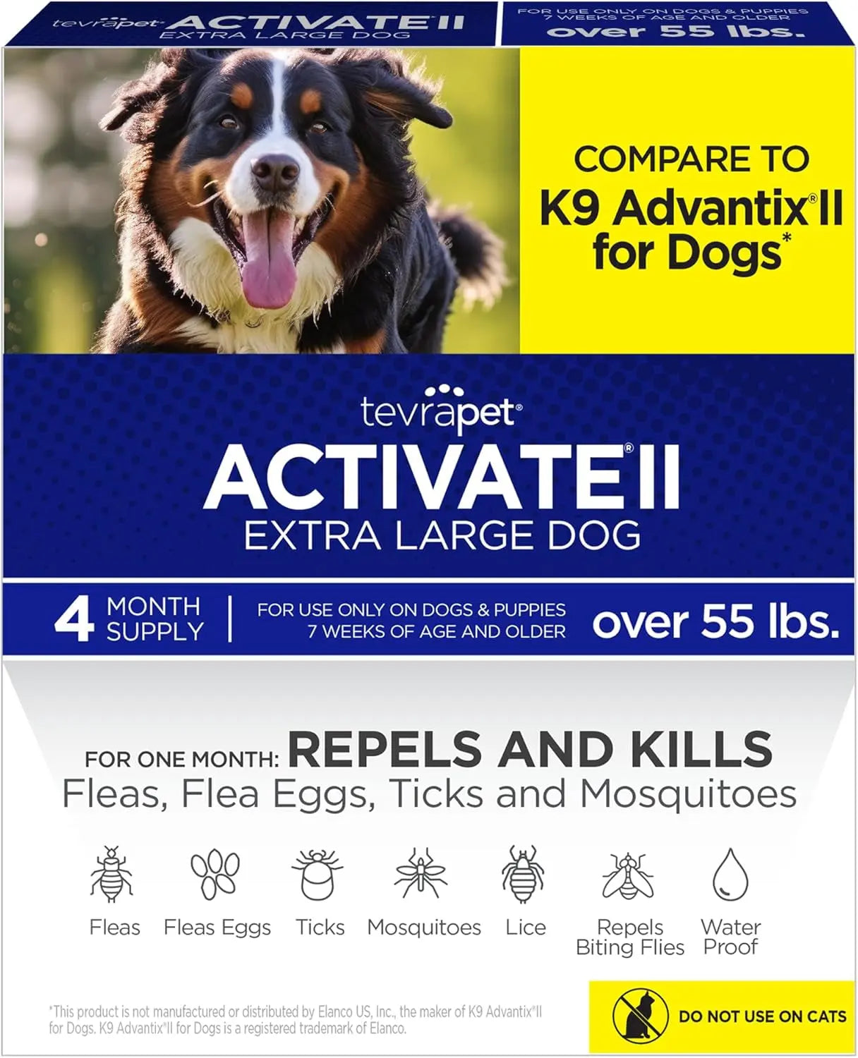 TevraPet Activate II Flea & Tick for Dogs 55+ lbs – 4 Month Supply
