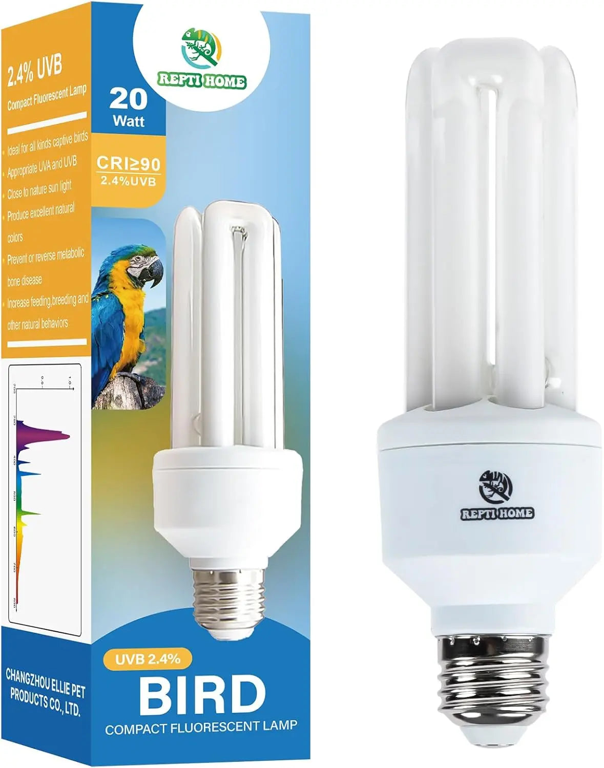 20W Full-Spectrum UVA UVB Bird Light Bulb – Compact Lamp