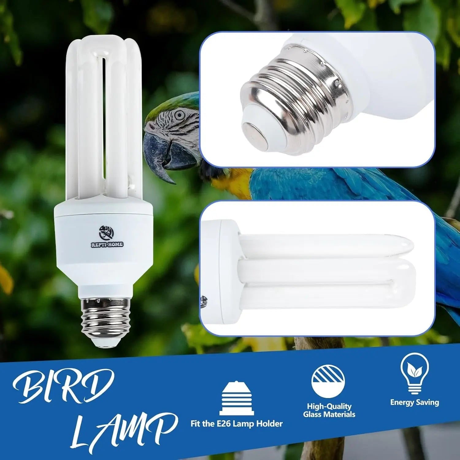 20W Full-Spectrum UVA UVB Bird Light Bulb – Compact Lamp