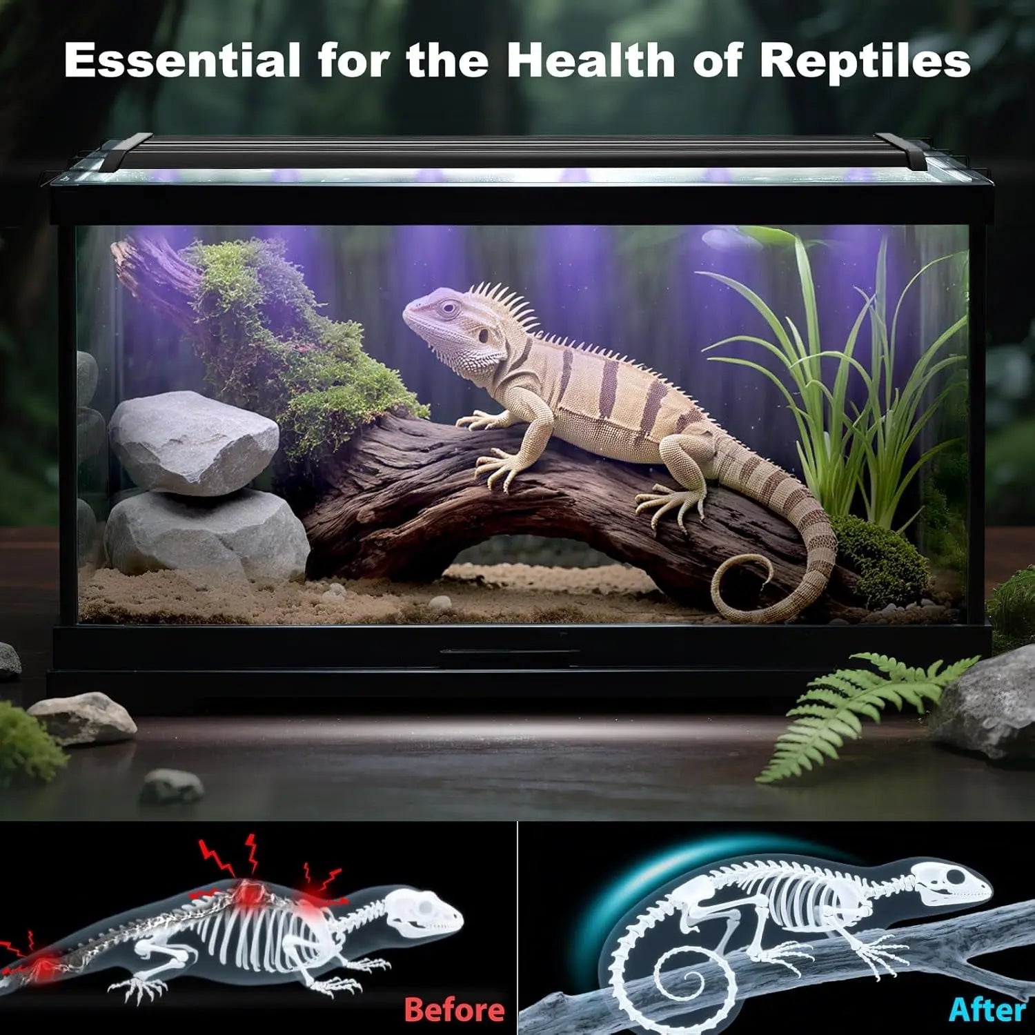 18W UVA UVB Reptile LED Light 28.5" – Auto Modes & Timer