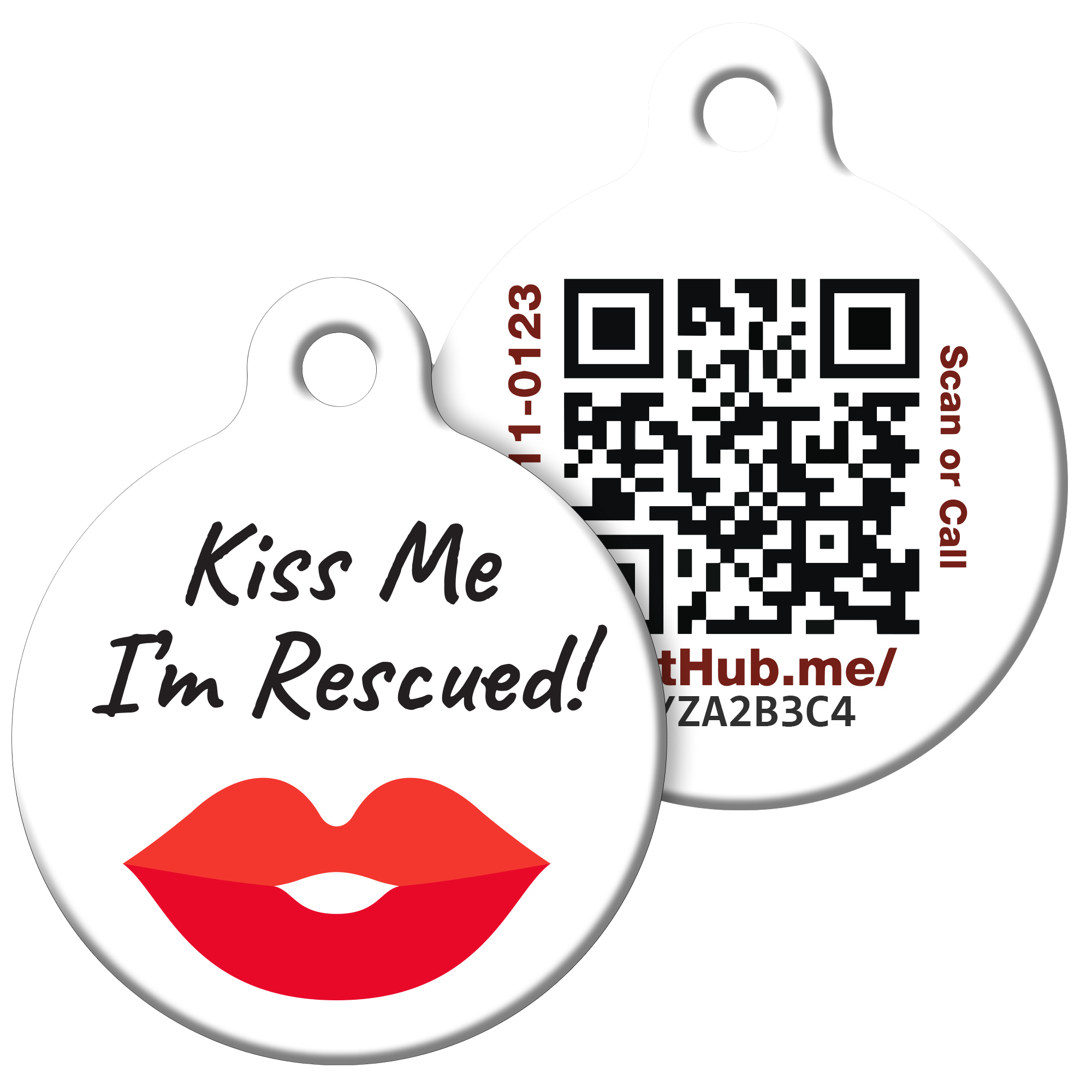 PetHub QR ID Pet Tag - KIss Me I'm Rescued