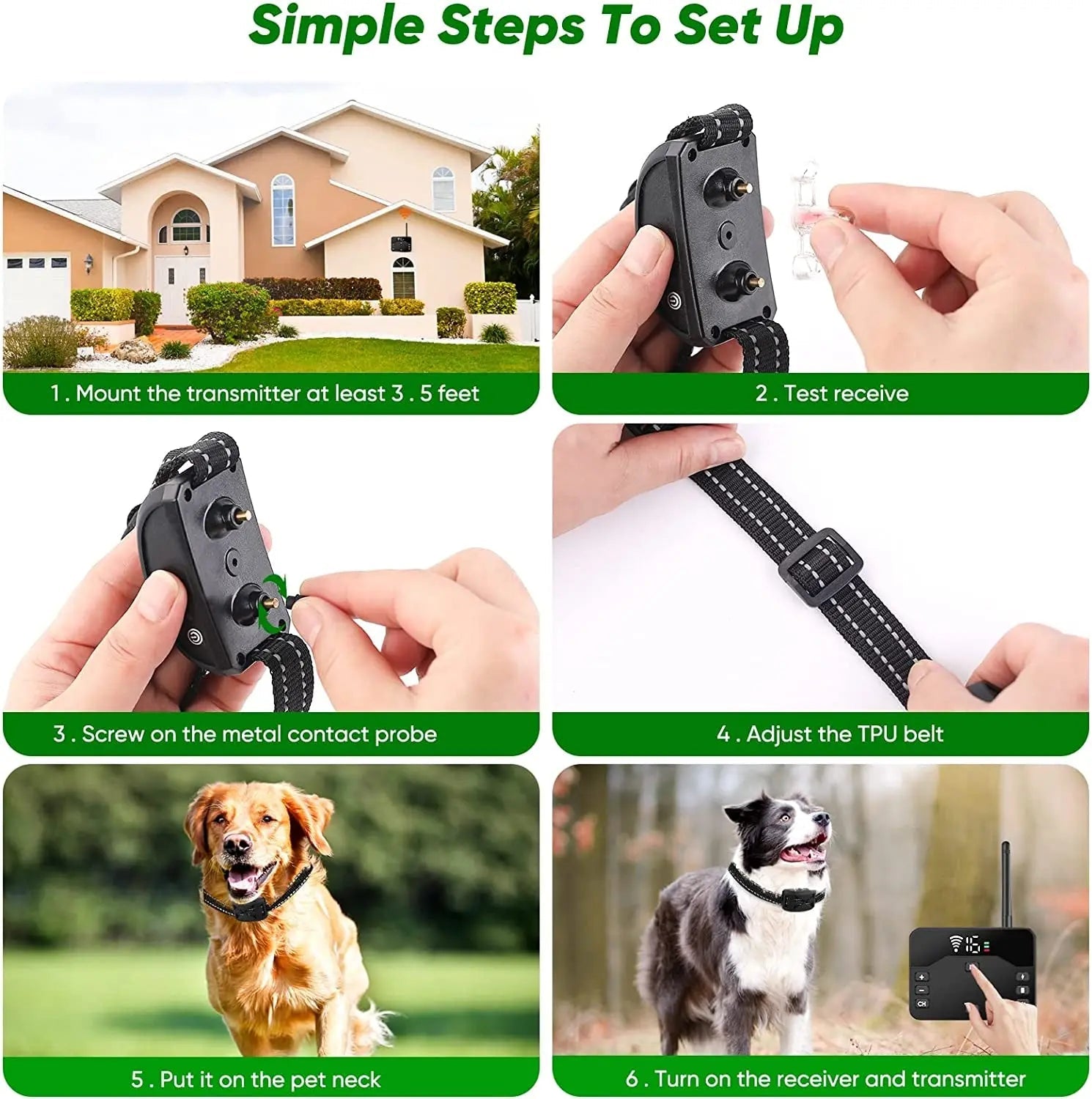 Wireless Dog Fence Training Collar System Rechargeable Waterproof up to 2 Dogs