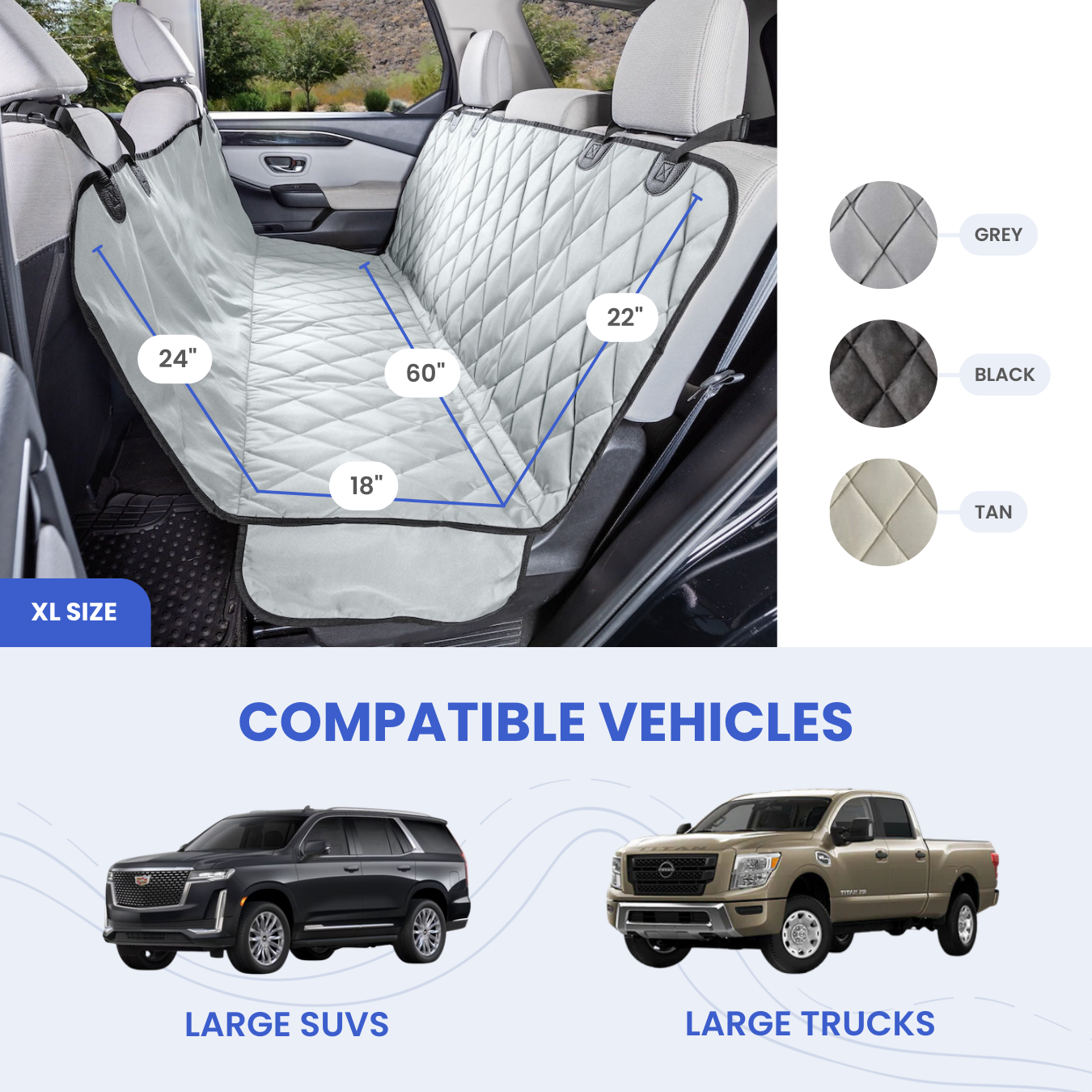 Dog Rear Seat Cover with Hammock - XL