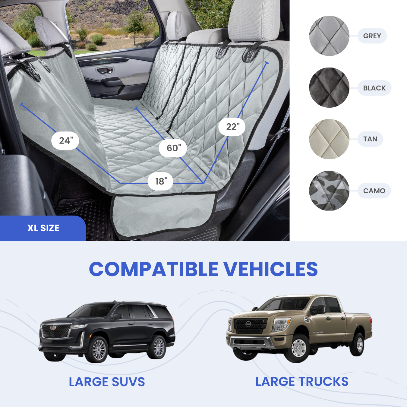 Rear Seat Cover for Fold Down Seats with Hammock - XL