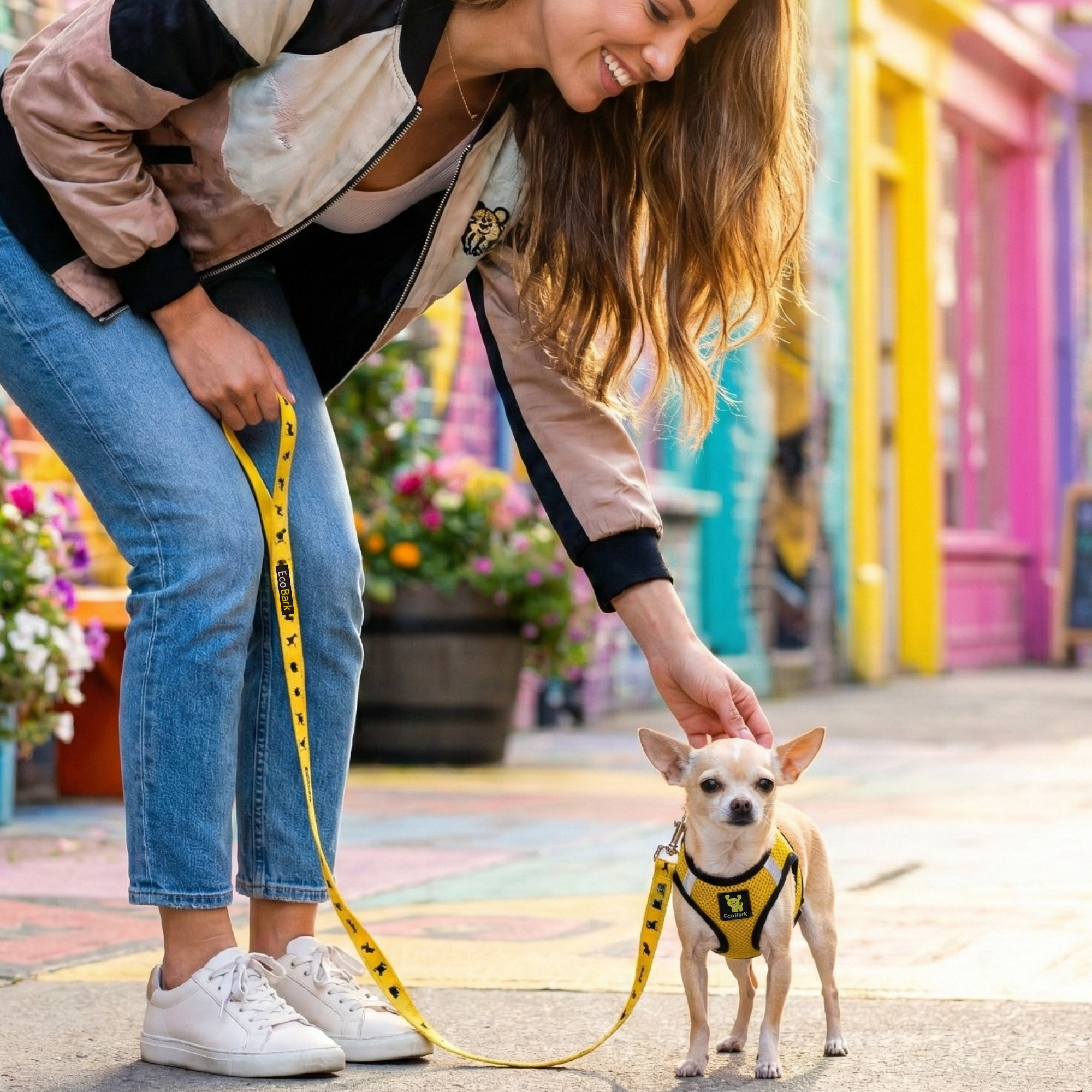 EcoBark Step In Dog Harness - Teacup & Small Breeds- Reflective Soft Mesh Harness for Teacup, Small Dogs and Puppies / Yellow Sport