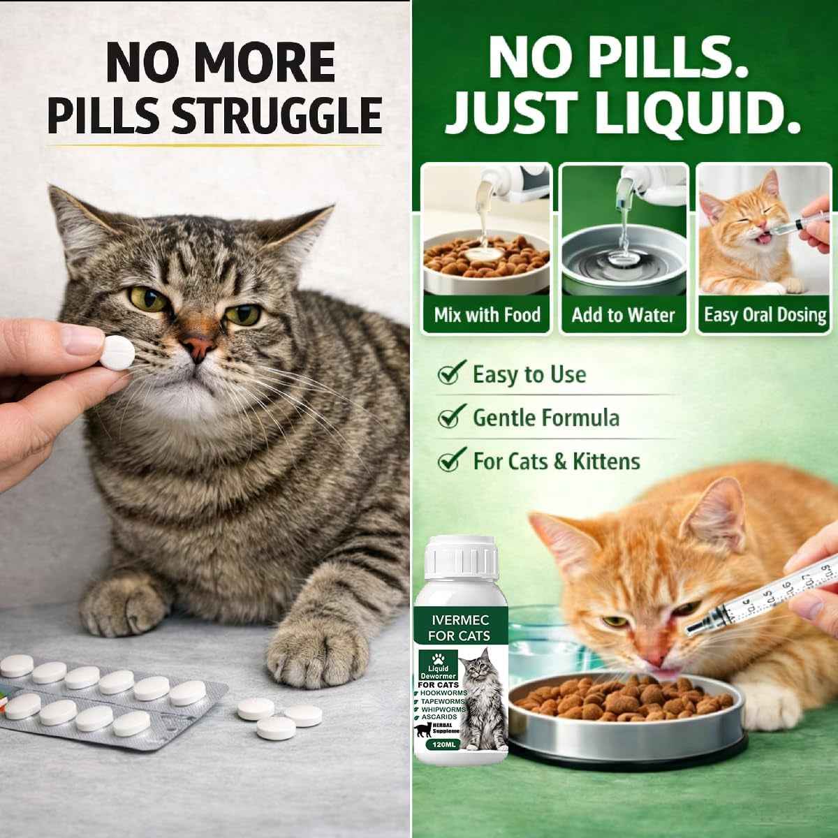 Cat Dewormer Liquid – Broad Spectrum Drops for Cats & Kittens, 120ml