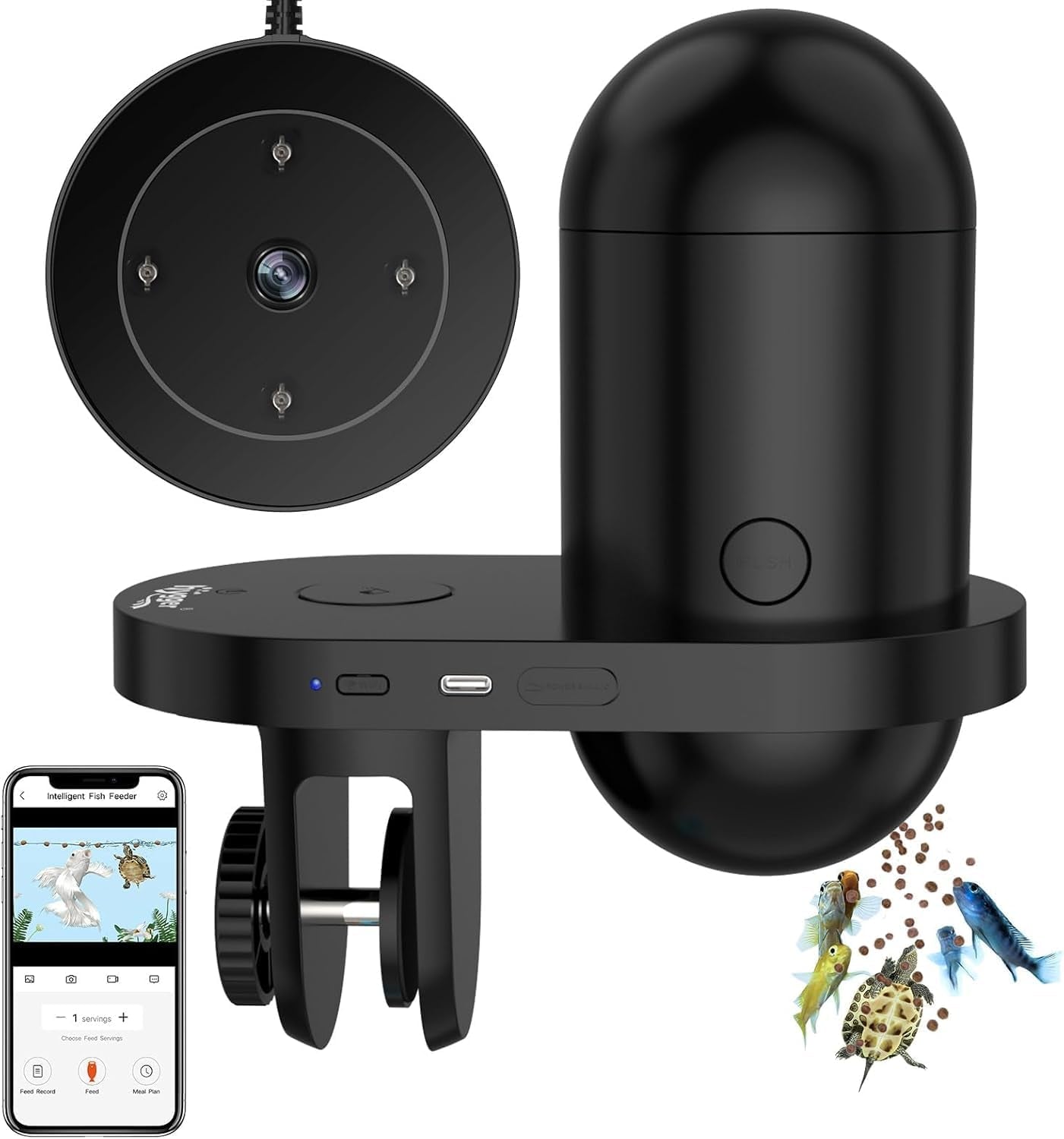 Hygger Automatic Fish Feeder WiFi App Camera Timer Smart Aquarium 230ML