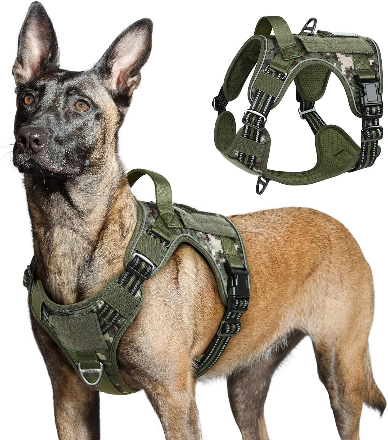 No-Pull Tactical Dog Harness MOLLE Vest for Medium & Large Dogs