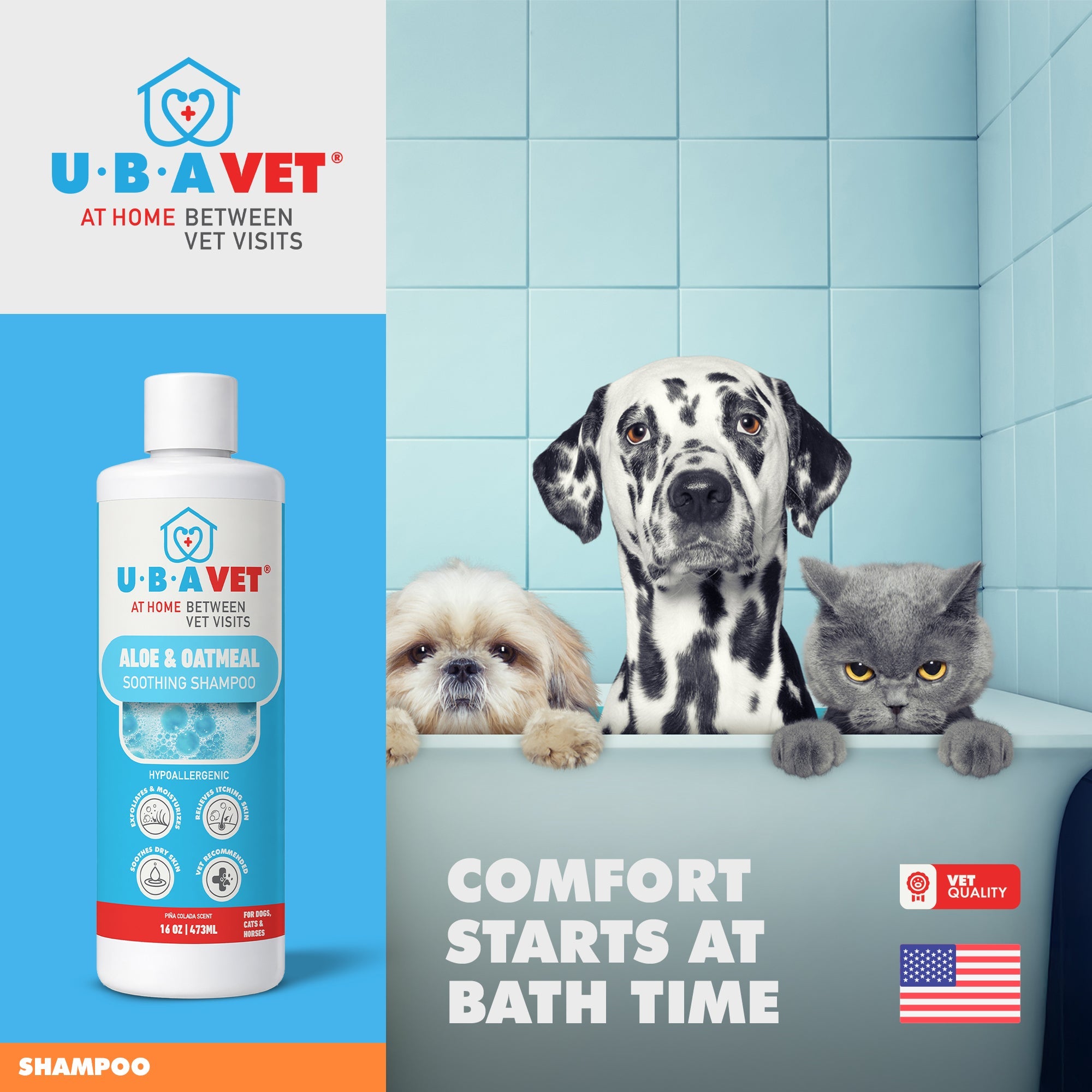 UBAVET Aloe & Oatmeal Conditioner for Dogs & Cats, 16.9 fl oz