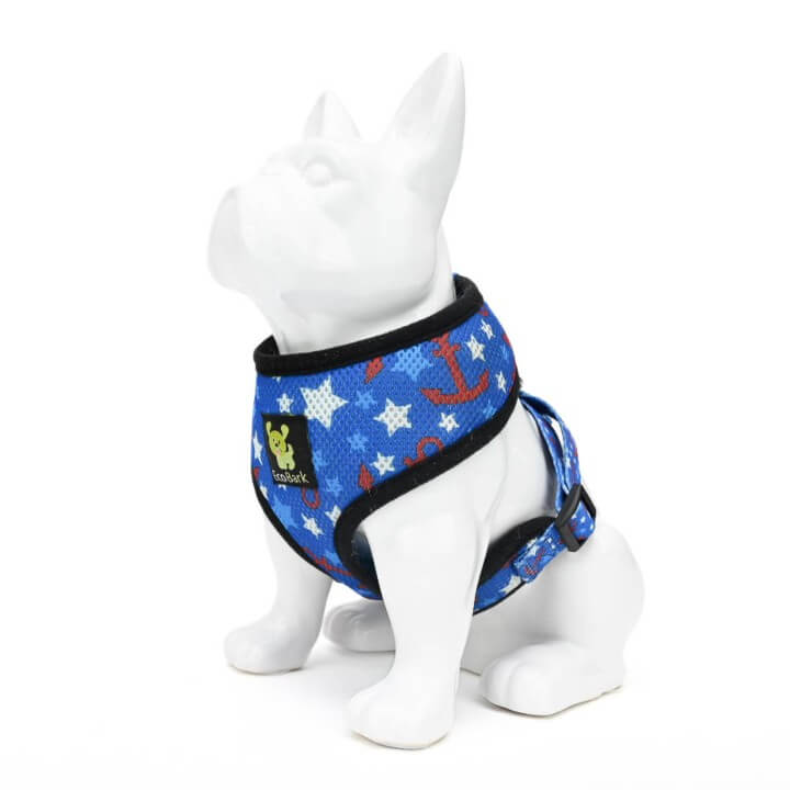 EcoBark Nautical Dog Harness - Over-the-Head Soft Mesh Vest Halter for Small to Medium Dogs