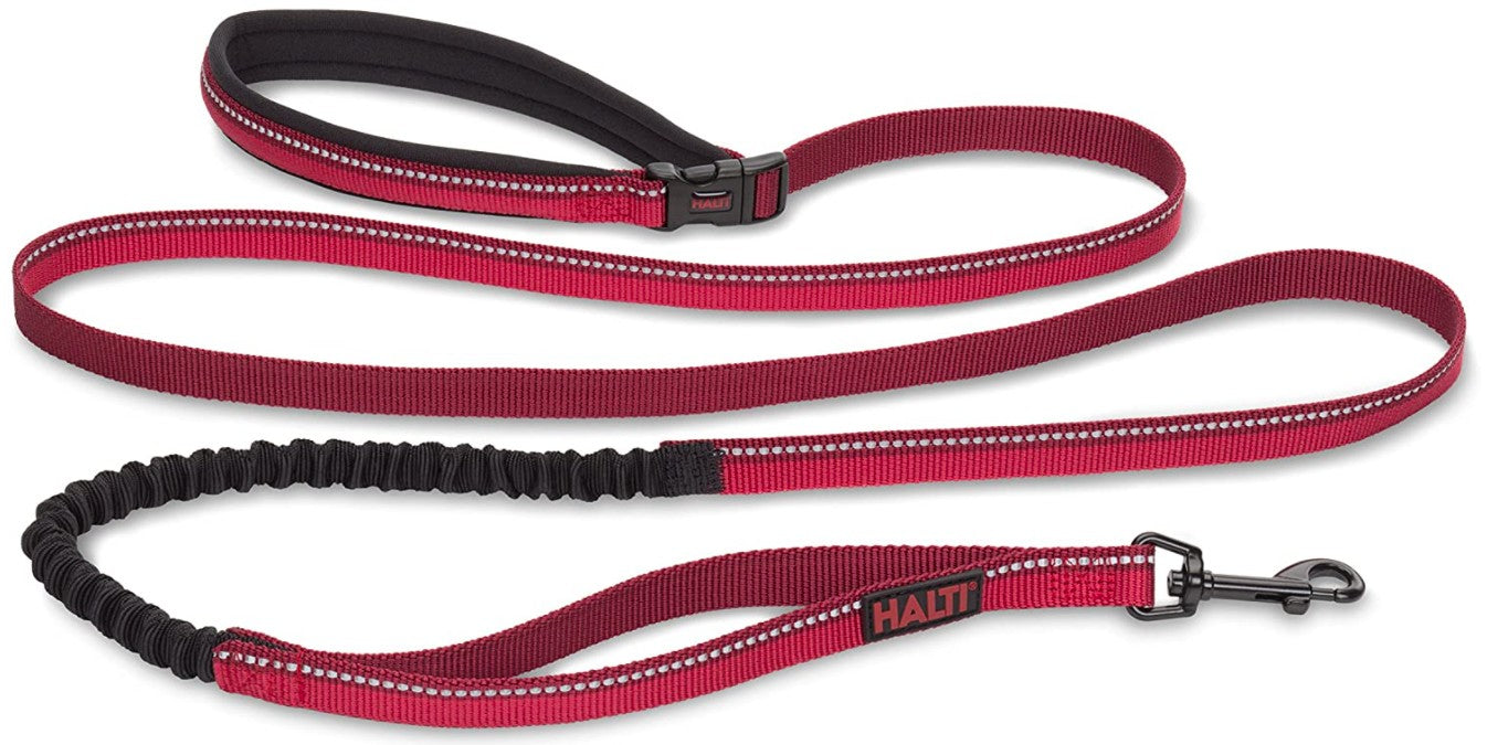 Halti Active Leash - Award-Winning Bungee Dog Leash, Shock-Absorbing, All-In-One Neoprene Padded Belt & Lead, Perfect For Running & Training With Small & Medium Dogs (Size Small, Red)