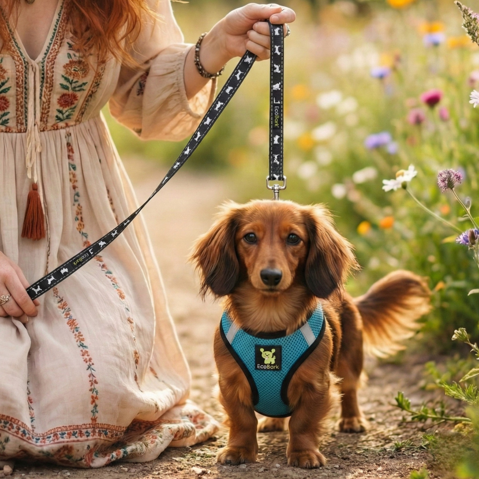 EcoBark Step In Dog Harness - Teacup & Small Breeds- Reflective Soft Mesh Harness for Teacup, Small Dogs and Puppies / Aqua Sport