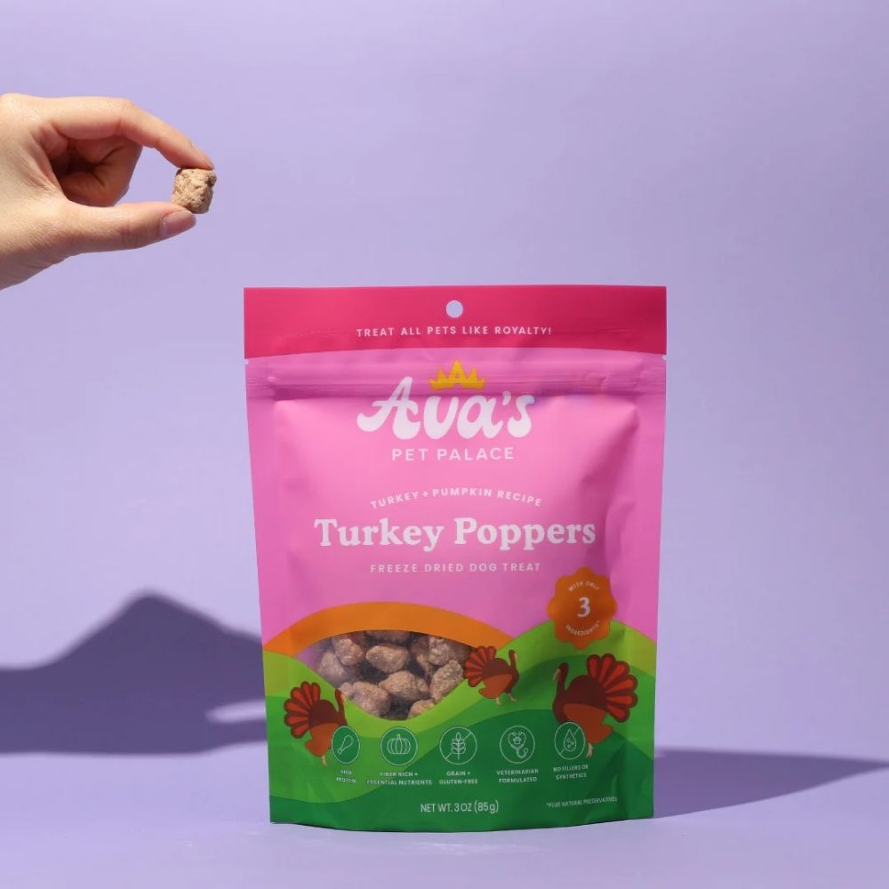 Ava's Pet Palace Freeze-Dried Turkey Poppers Dog Treats, 3 oz