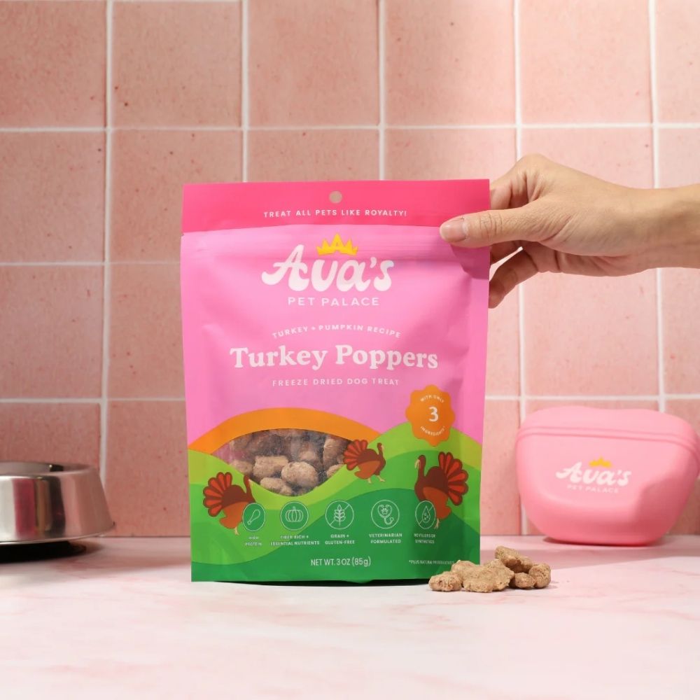 Ava's Pet Palace Freeze-Dried Turkey Poppers Dog Treats, 3 oz