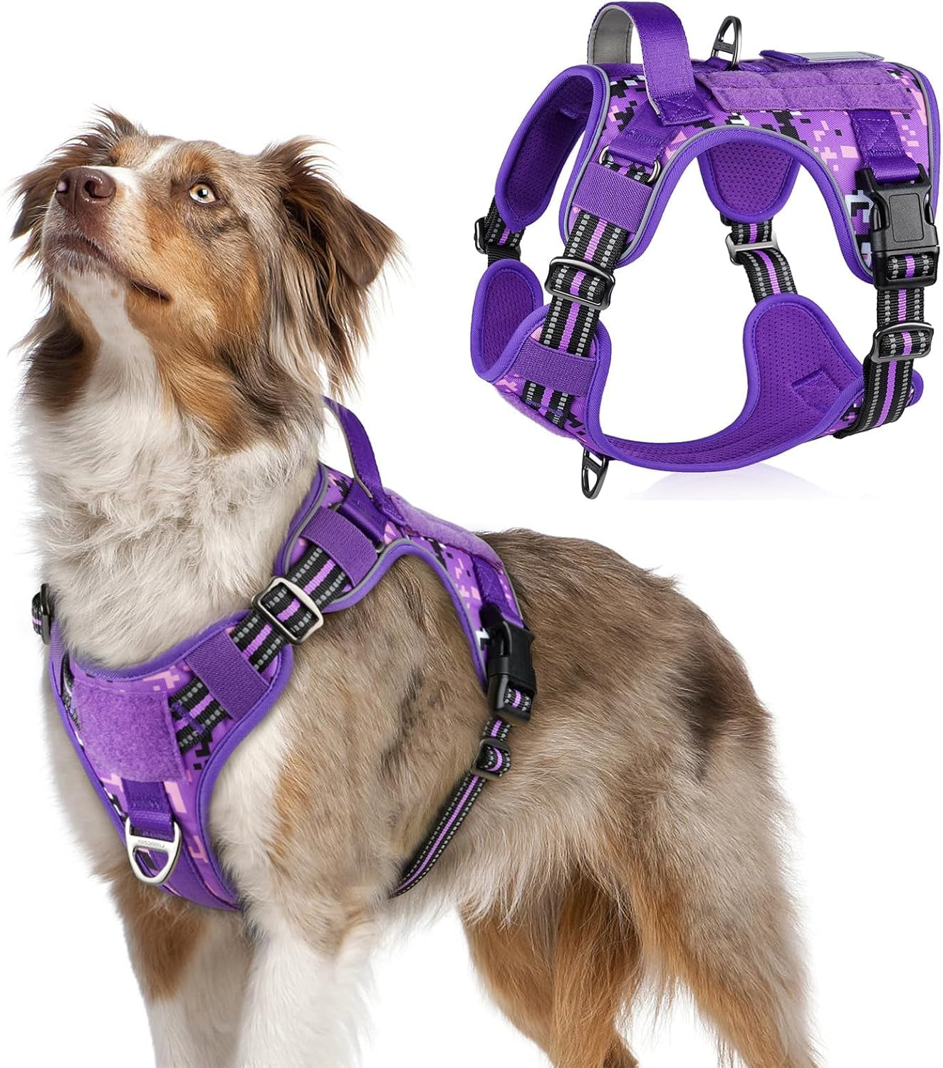 No-Pull Tactical Dog Harness MOLLE Vest for Medium & Large Dogs