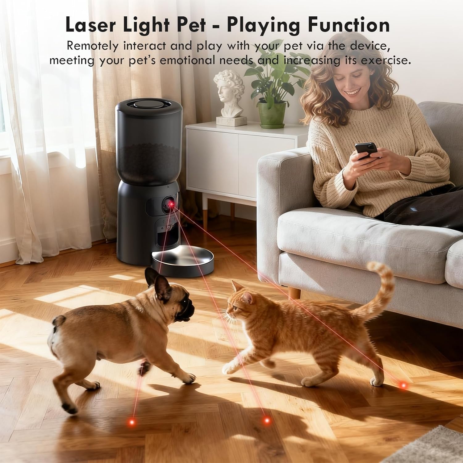 Automatic Pet Feeder Smart Camera 5L WiFi App Control Dual Power