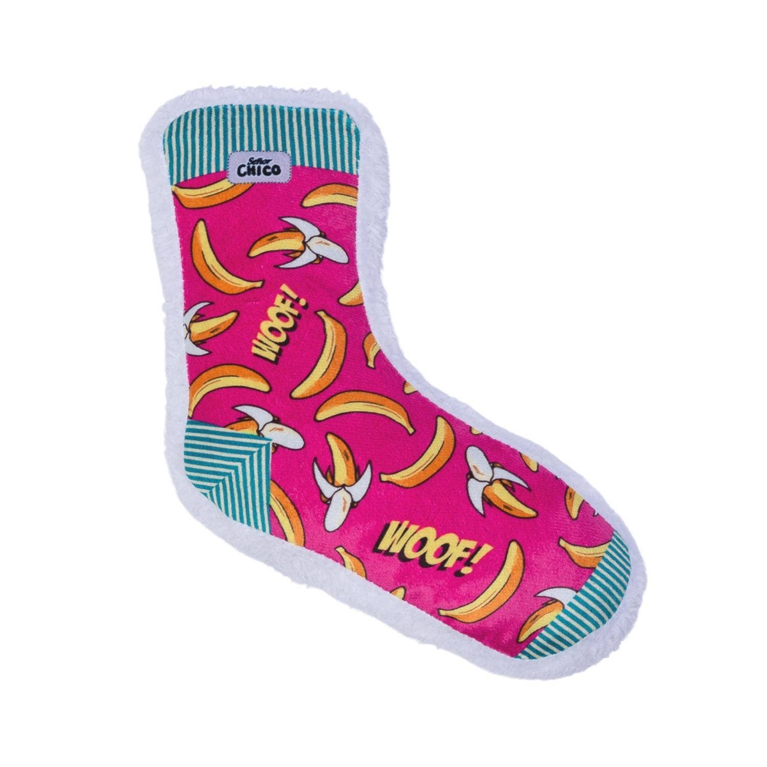 Squeaky Banana Plush Sock Dog Toy with Crinkle Paper