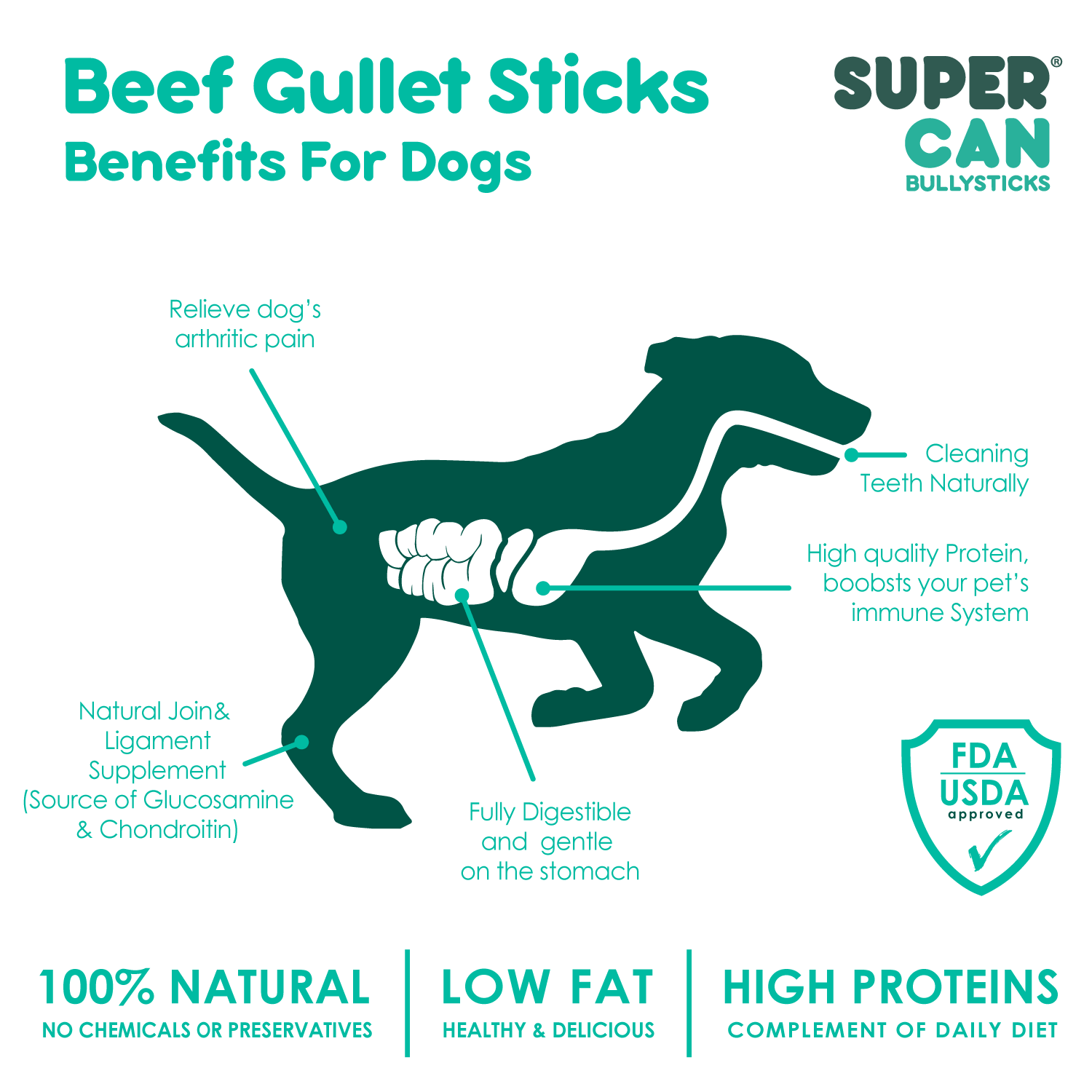 6" Beef Gullet Sticks 8oz