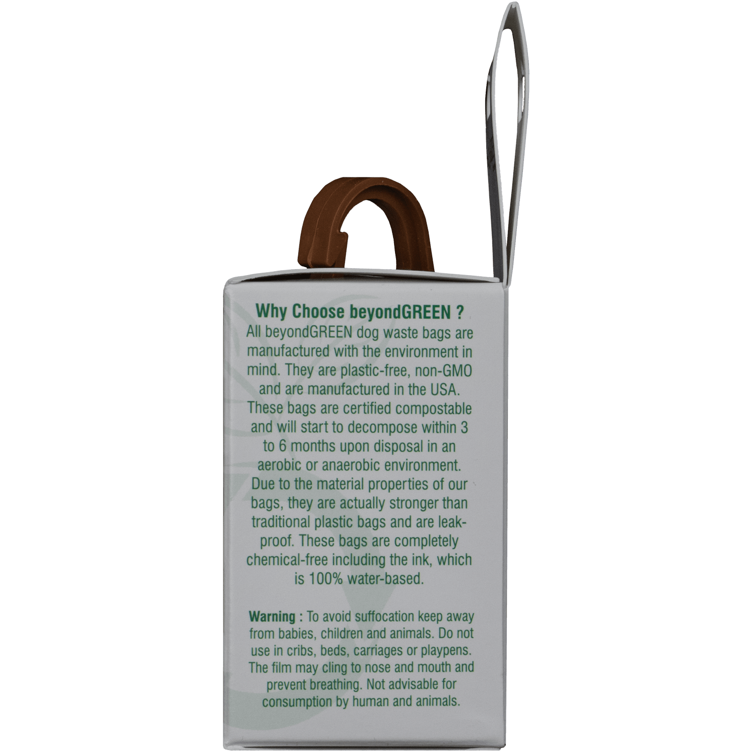 beyondGREEN Dog Waste Bag Leash Dispenser – Clip-On Holder for Standard Rolls – Durable, Portable, Made in USA