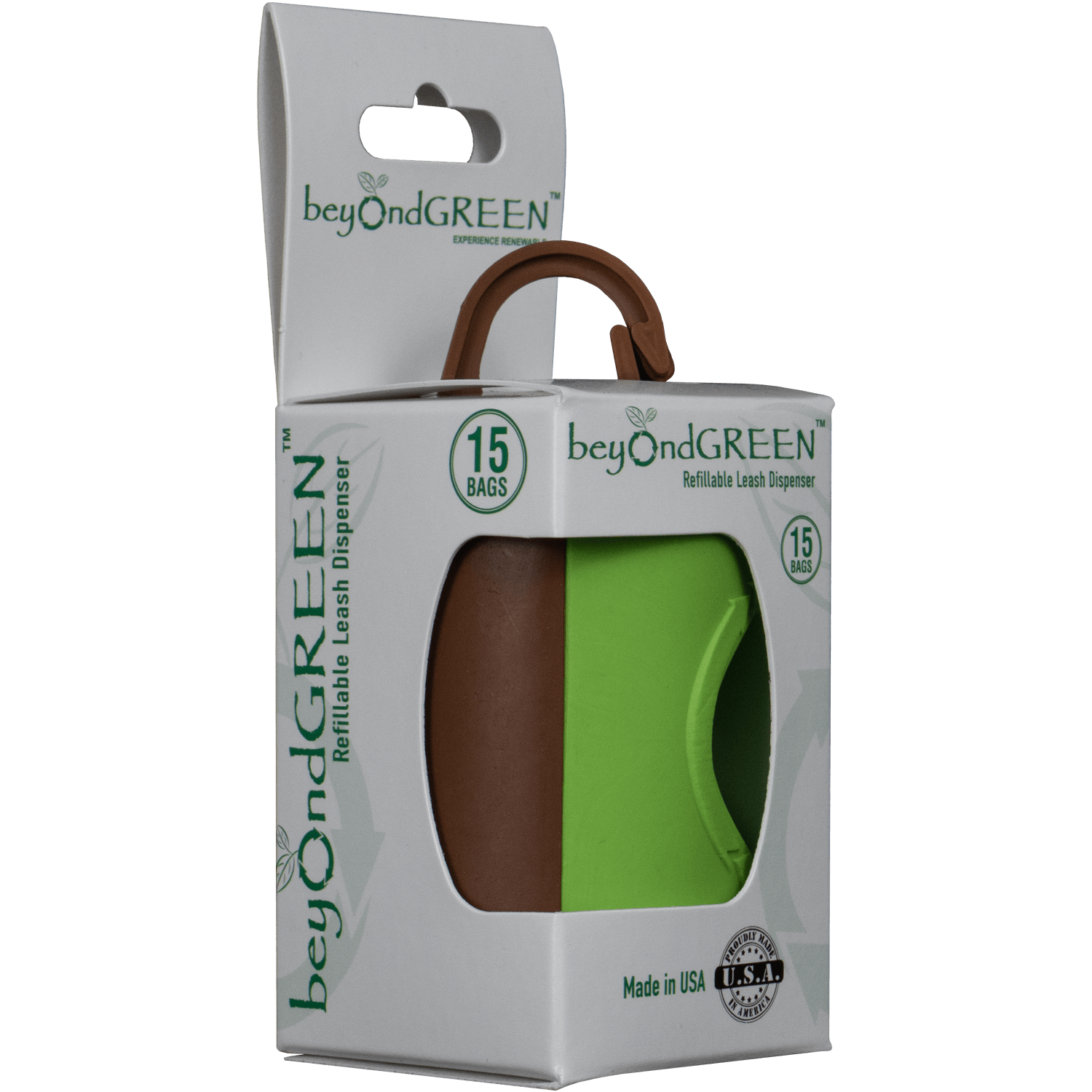 beyondGREEN Dog Waste Bag Leash Dispenser – Clip-On Holder for Standard Rolls – Durable, Portable, Made in USA