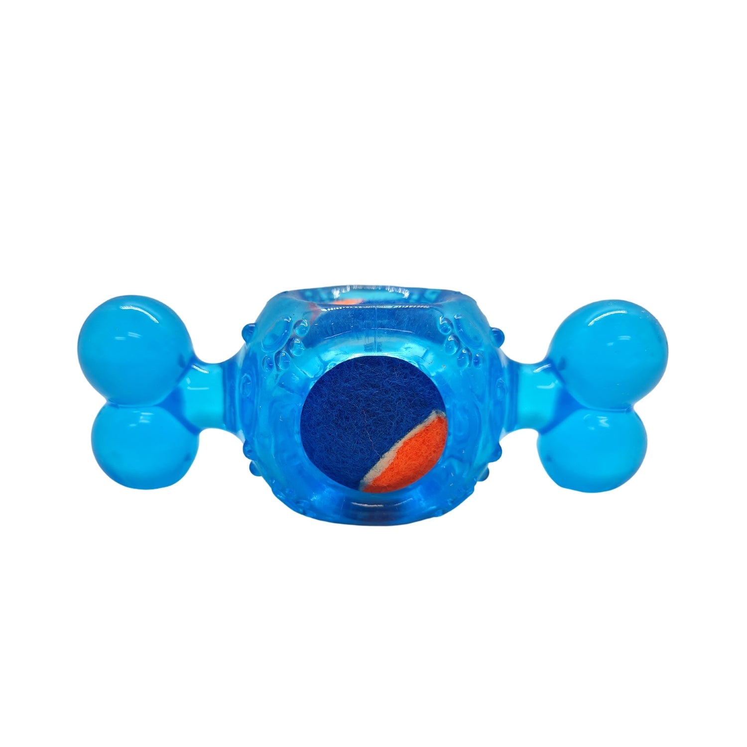 Blue TPR Dog Toy with Squeaky Tennis Ball
