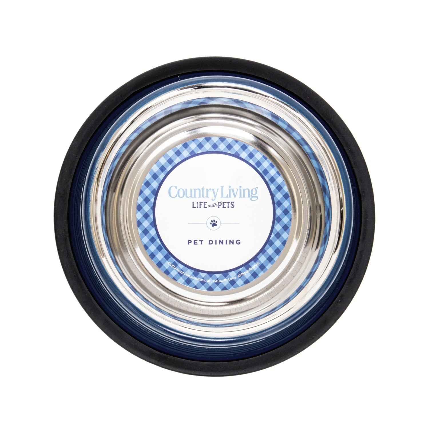 Country Living Ribbed Stainless Steel Pet Bowls – Poseidon Blue | Set of 2 | Non-Slip Base