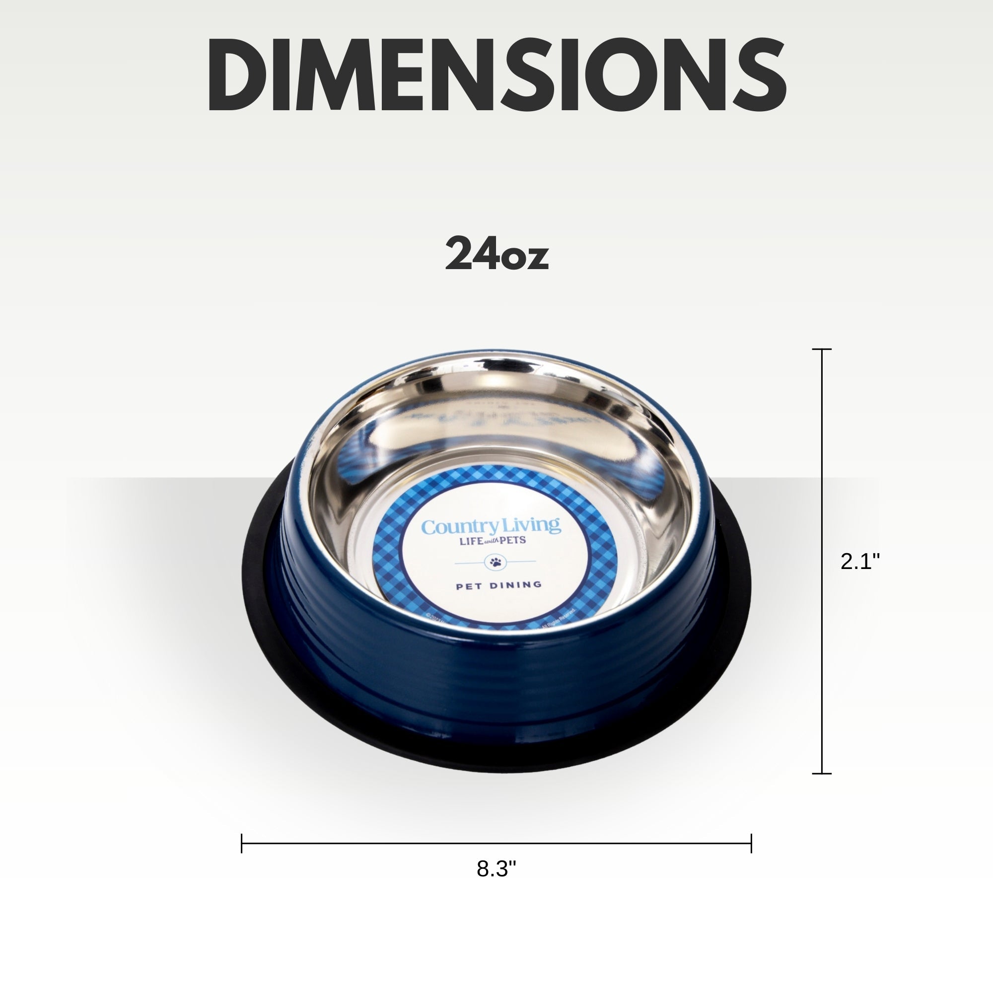Country Living Ribbed Stainless Steel Pet Bowls – Poseidon Blue | Set of 2 | Non-Slip Base