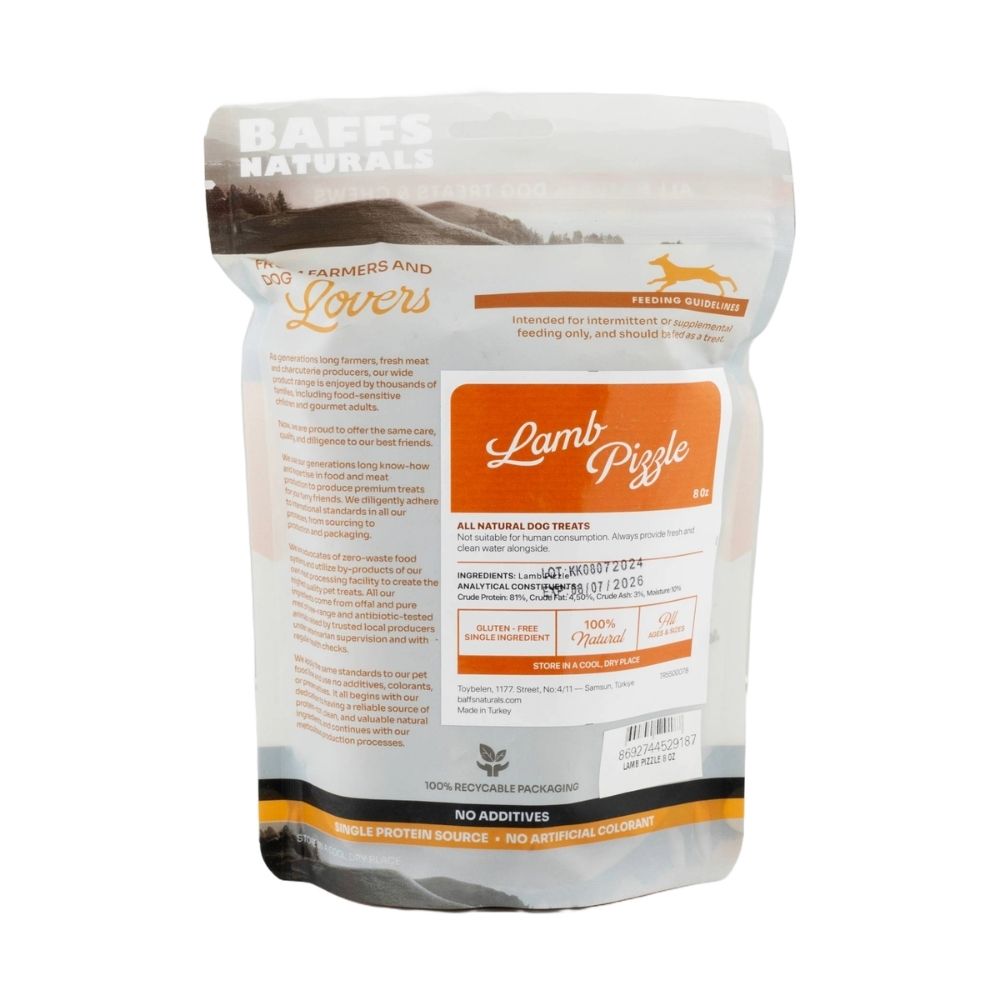 BAFFS NATURALS Braided Lamb Pizzle Dog Chews, 8 oz