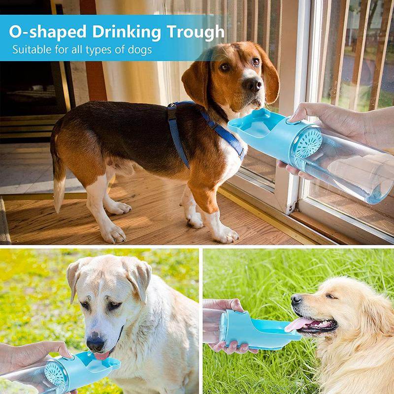 Portable Dog Water Bottle with Carbon Filter - 13.5oz Leak-Proof Pet Travel Water Dispenser | Lightweight Walking & Hiking Bottle