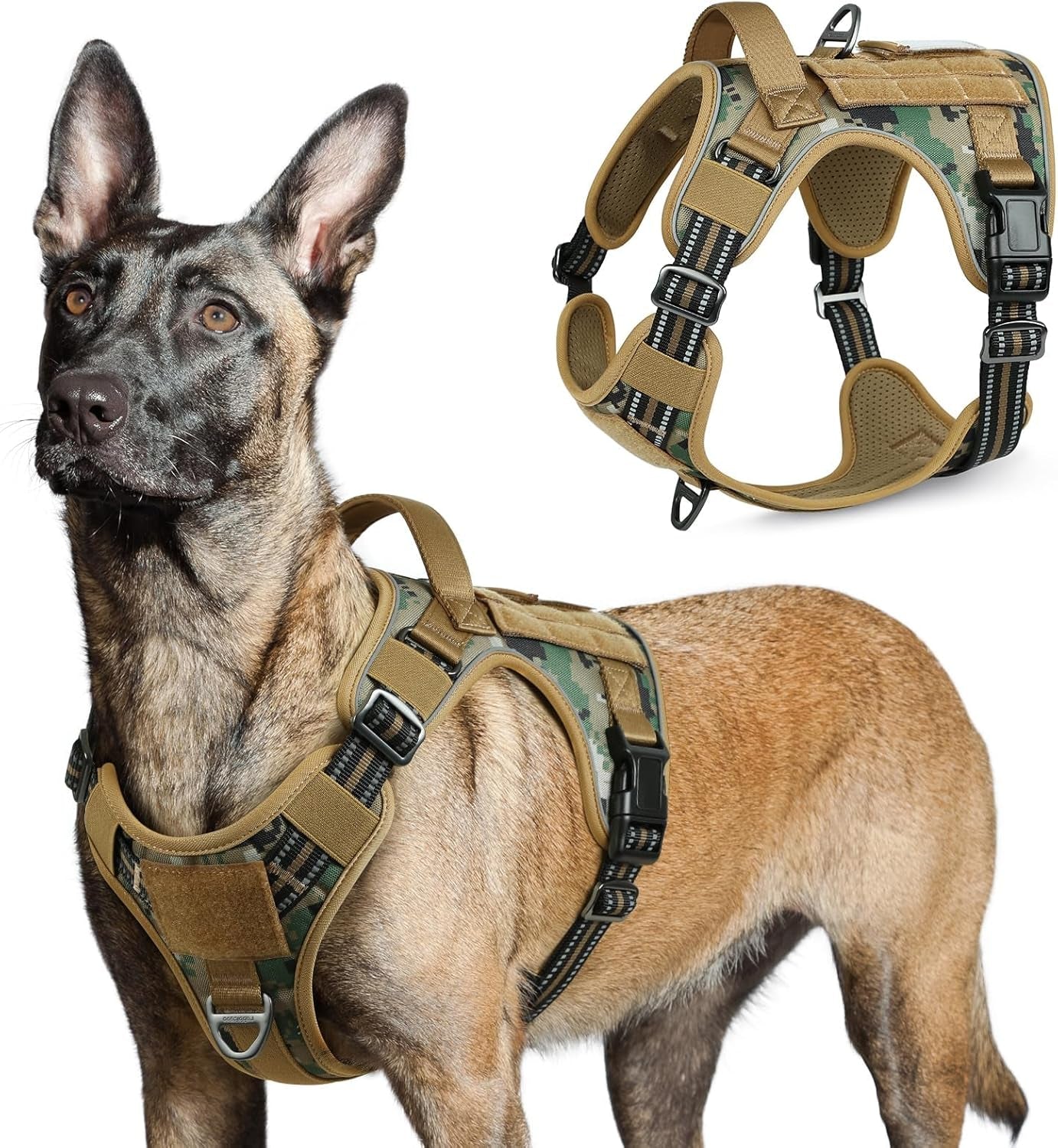 No-Pull Tactical Dog Harness MOLLE Vest for Medium & Large Dogs