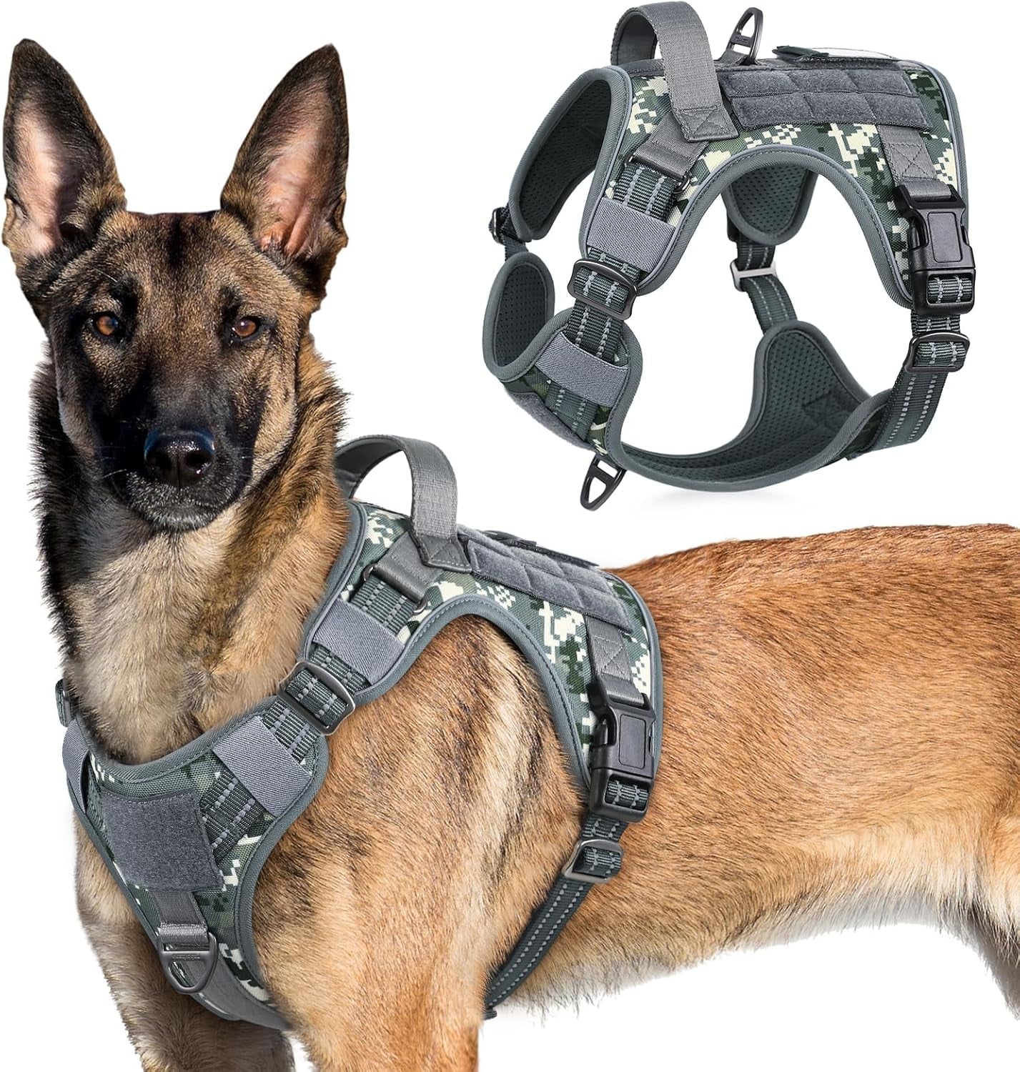 No-Pull Tactical Dog Harness MOLLE Vest for Medium & Large Dogs