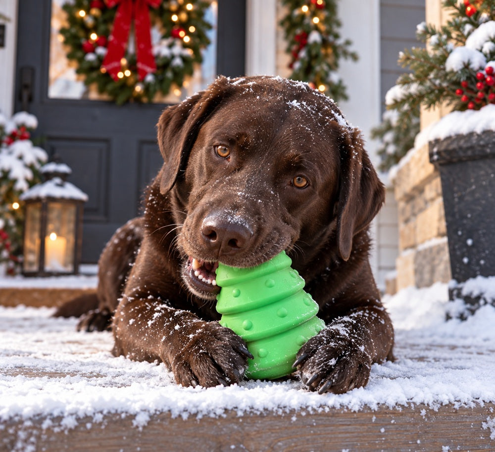 Christmas Tree Dog Toy - Durable Rubber Chew Toy for Large Dogs | USA Made