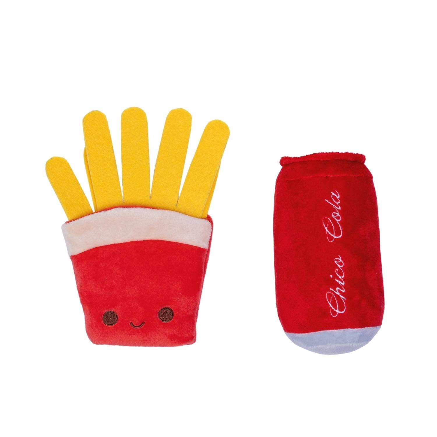 Cola & Fries Plush Dog Toy Set, Squeakers & Crinkle Paper